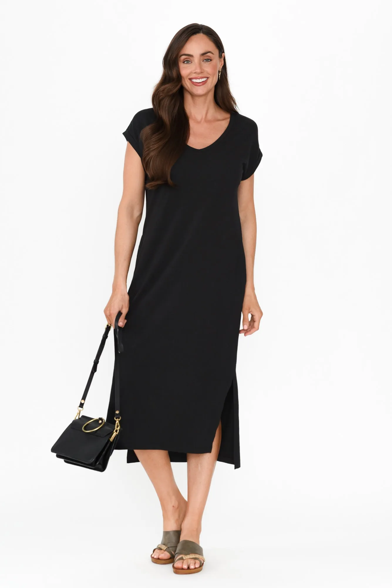 Lavin Black Cotton Stretch Dress sold by Blue Bungalow