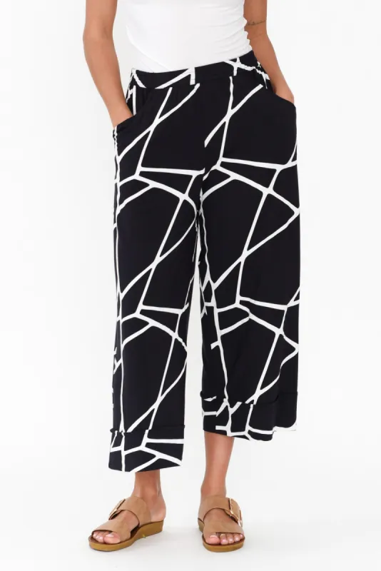 Lena Navy Marble Micro Modal Resort Pants sold by Blue Bungalow