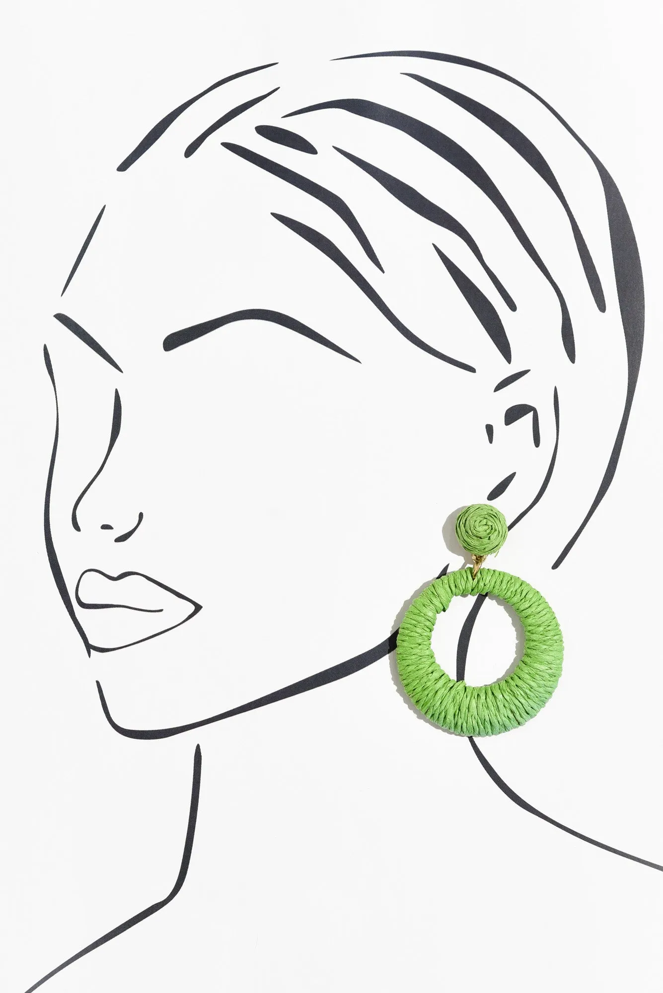 Aveta Green Rattan Disc Earrings sold by Blue Bungalow product image thumbnail 2