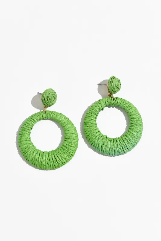 Aveta Green Rattan Disc Earrings sold by Blue Bungalow