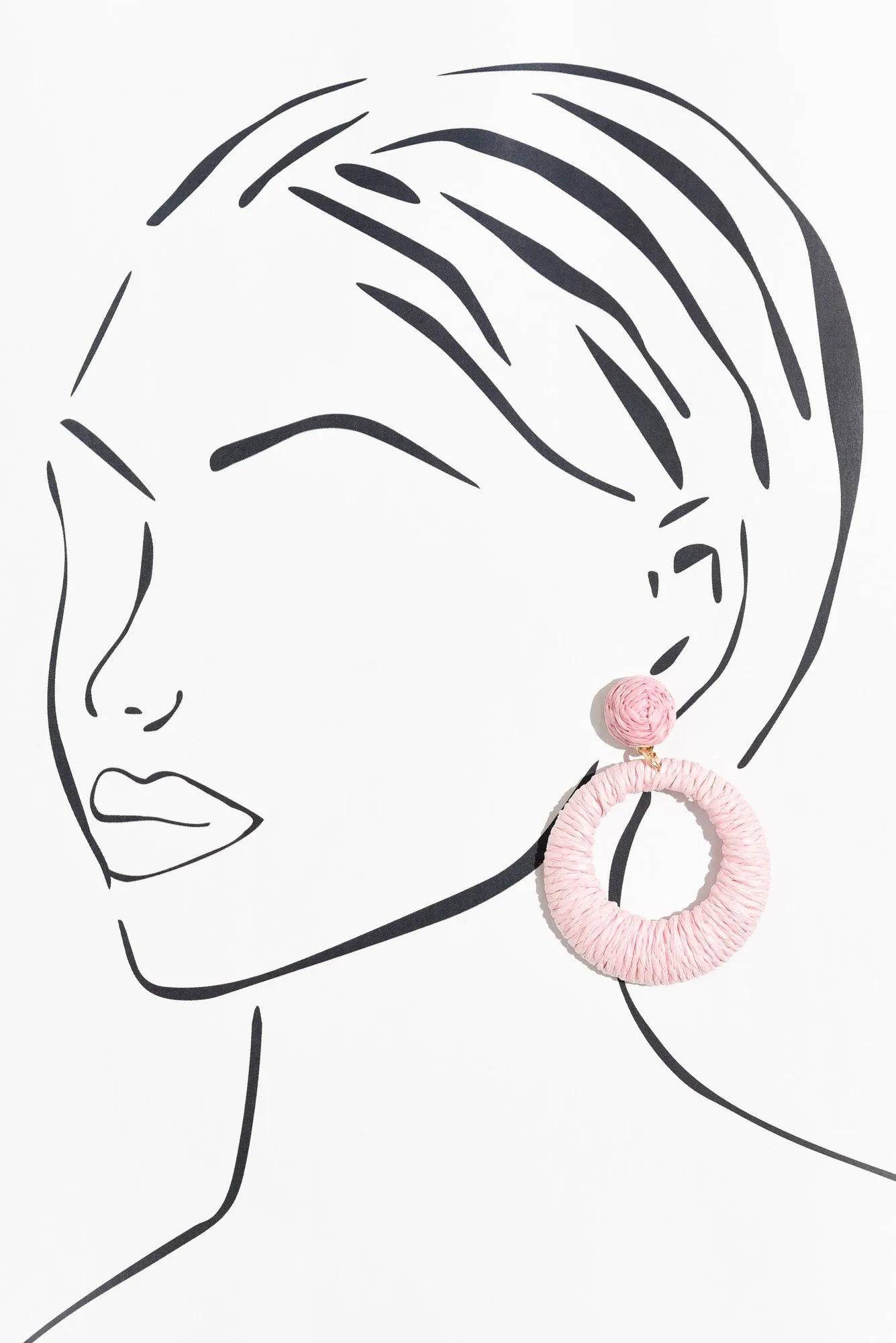 Aveta Pink Rattan Disc Earrings sold by Blue Bungalow product image thumbnail 2