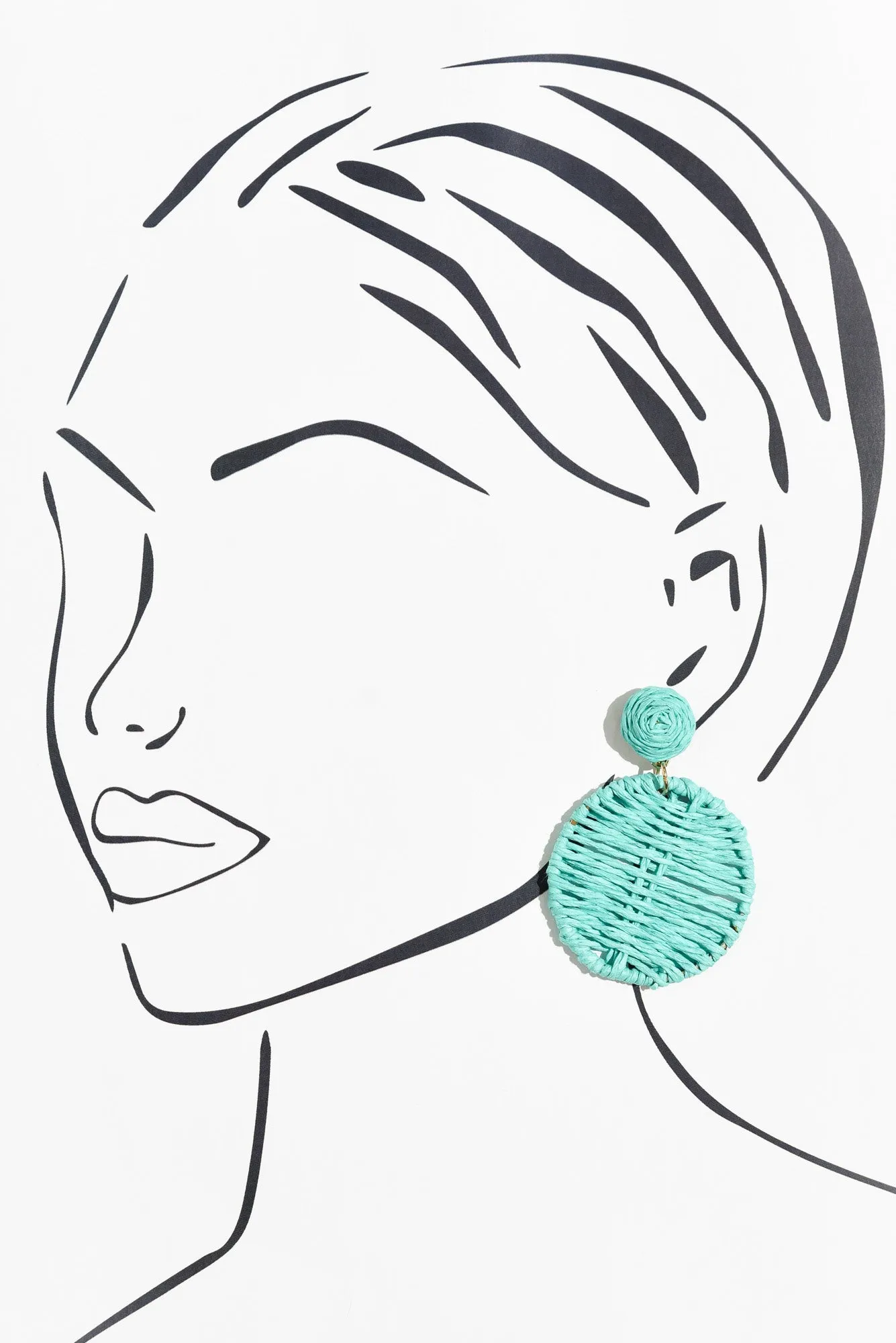 Theora Aqua Rattan Disc Earrings sold by Blue Bungalow product image thumbnail 2