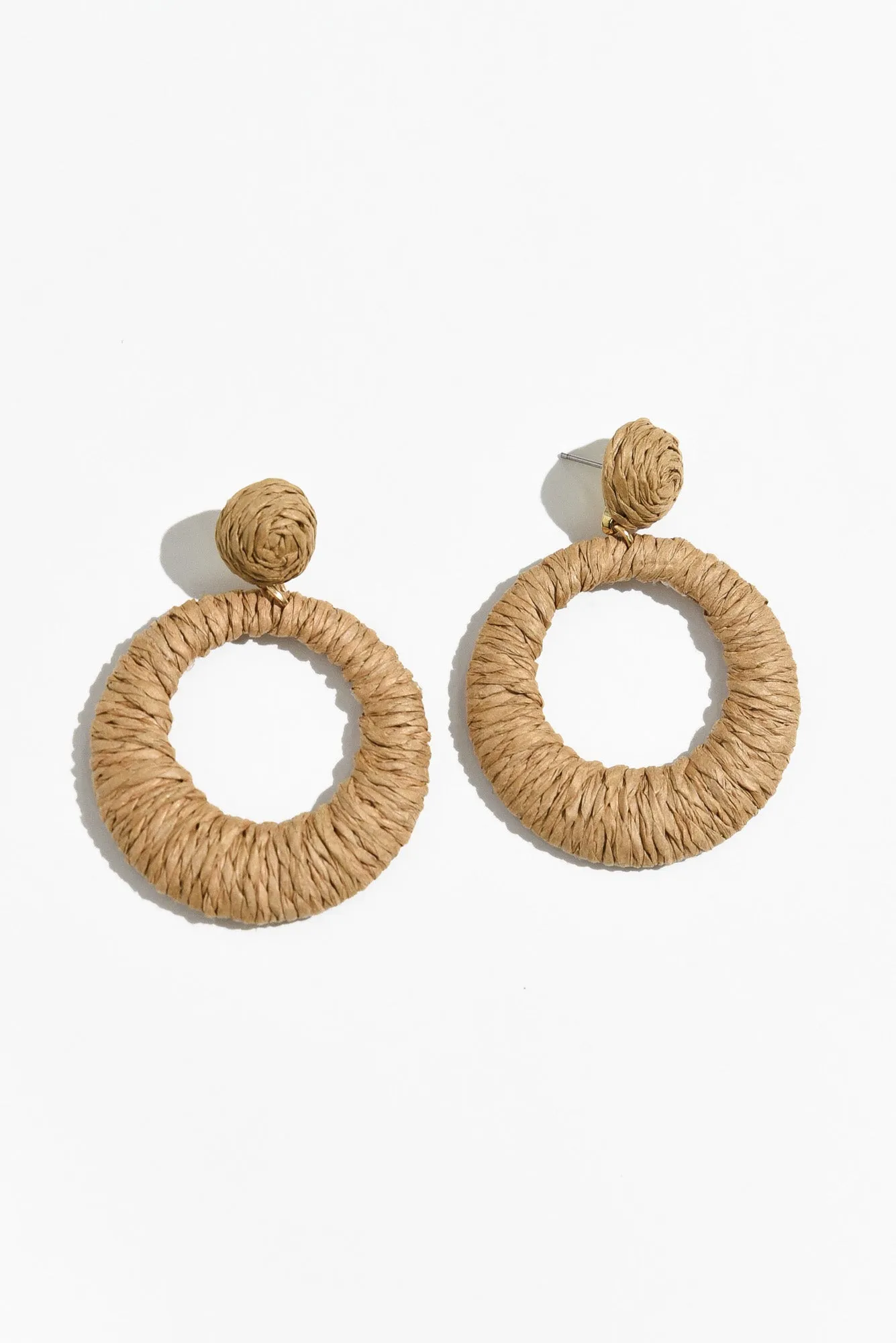 Aveta Natural Rattan Disc Earrings sold by Blue Bungalow