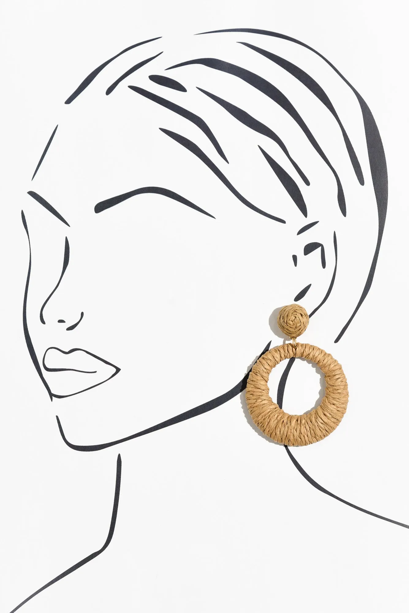 Aveta Natural Rattan Disc Earrings sold by Blue Bungalow product image thumbnail 2