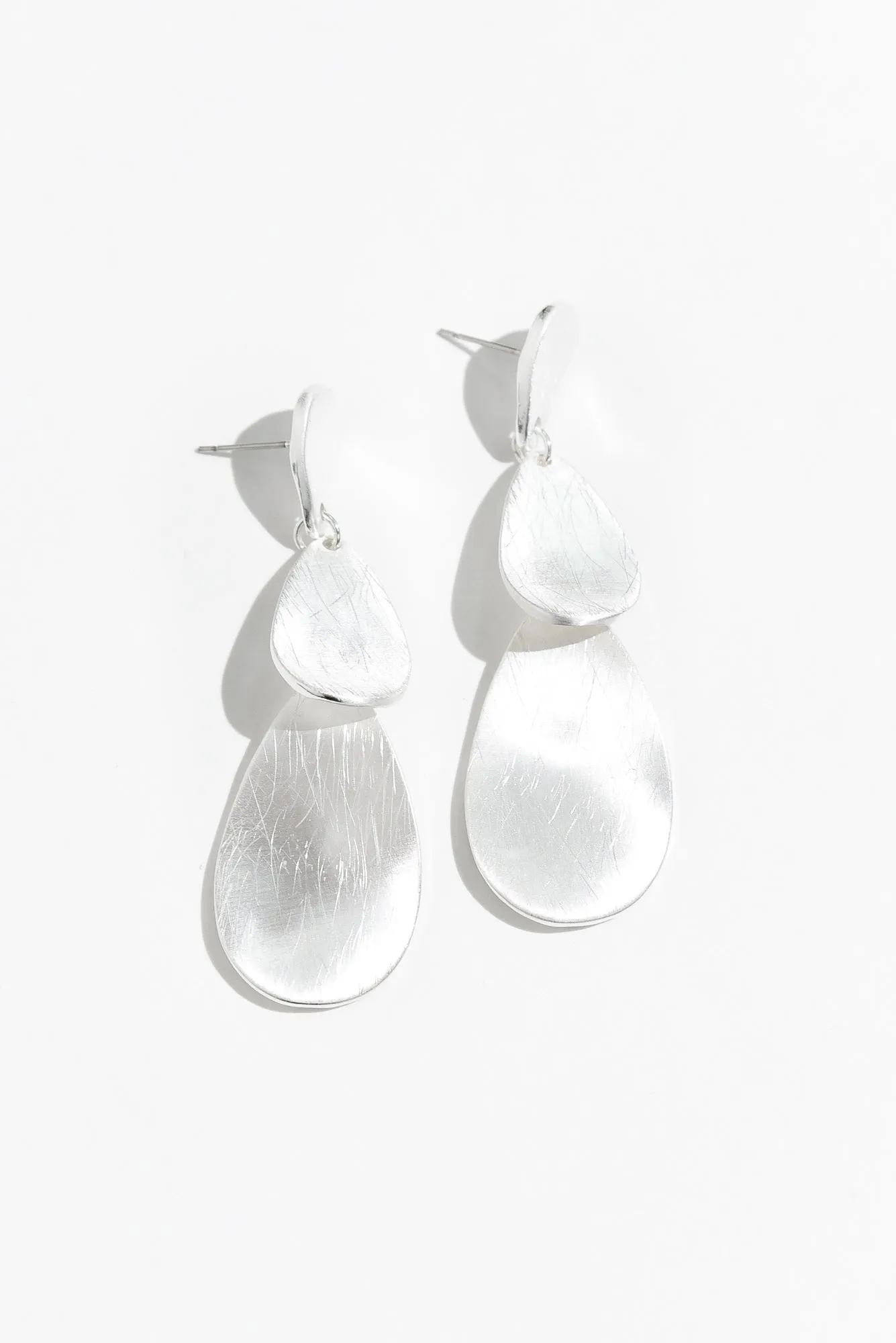 Cailen Silver Layered Drop Earrings sold by Blue Bungalow