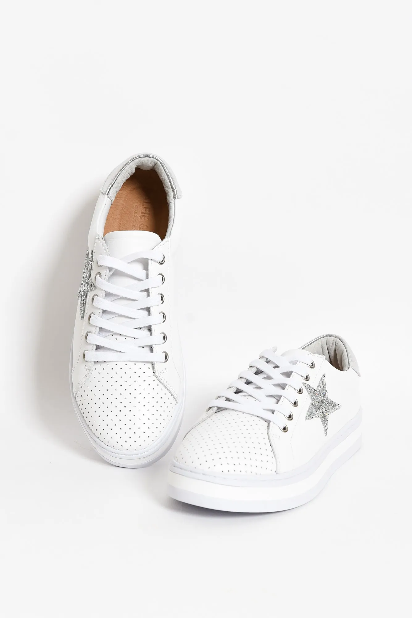 Pixie Star Silver Glitter Leather Sneaker sold by Blue Bungalow