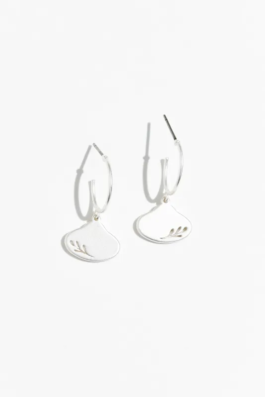 Odilia Silver Leaf Hoop Earrings sold by Blue Bungalow
