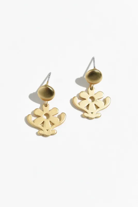 Zeta Gold Daisy Stud Earrings sold by Blue Bungalow