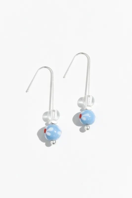Lucky Blue Flower Hook Earrings sold by Blue Bungalow