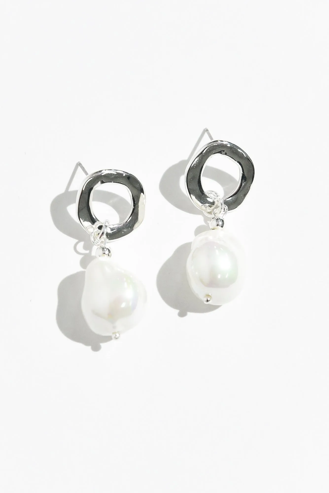 Zania Silver Pearl Drop Earrings sold by Blue Bungalow