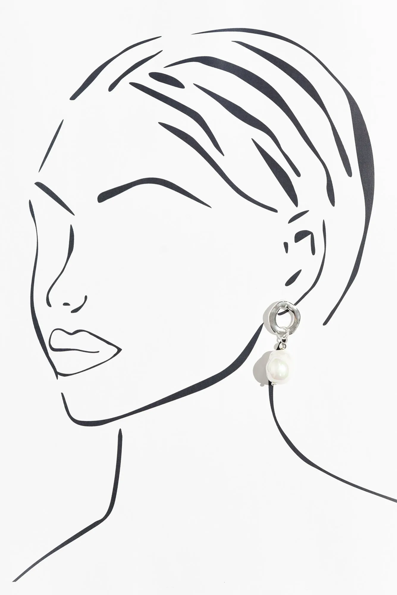 Zania Silver Pearl Drop Earrings sold by Blue Bungalow product image thumbnail 2