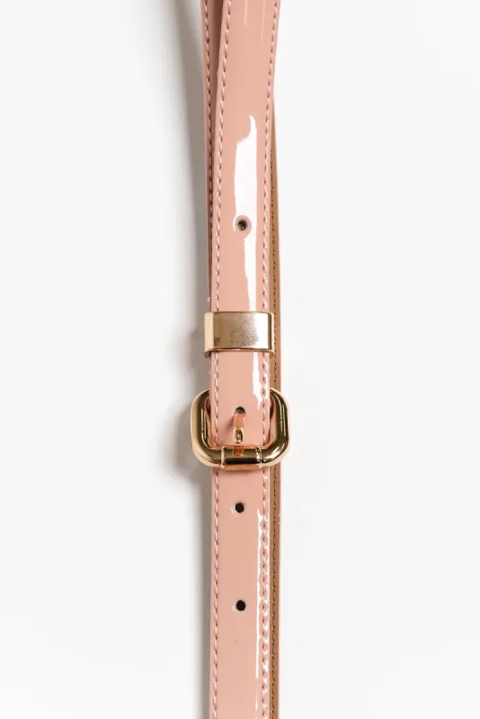 Queens Blush Patent Leather Belt sold by Blue Bungalow