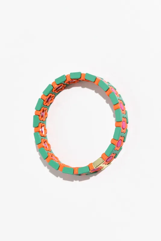 Elke Green Daisy Beaded Bracelet sold by Blue Bungalow