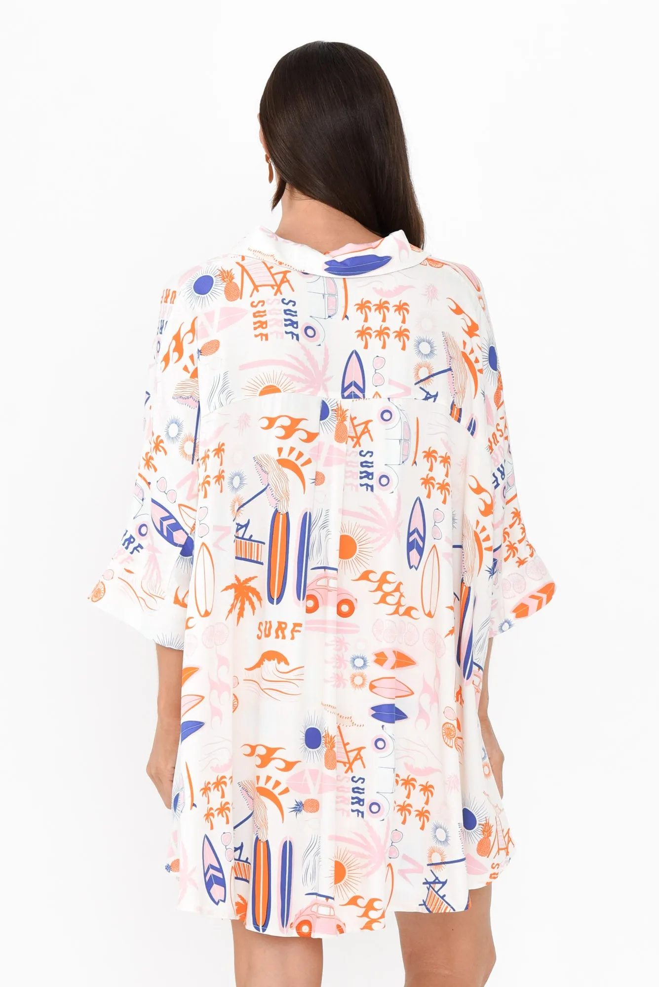 Calisa Orange Surf Collared Shirt sold by Blue Bungalow product image thumbnail 4