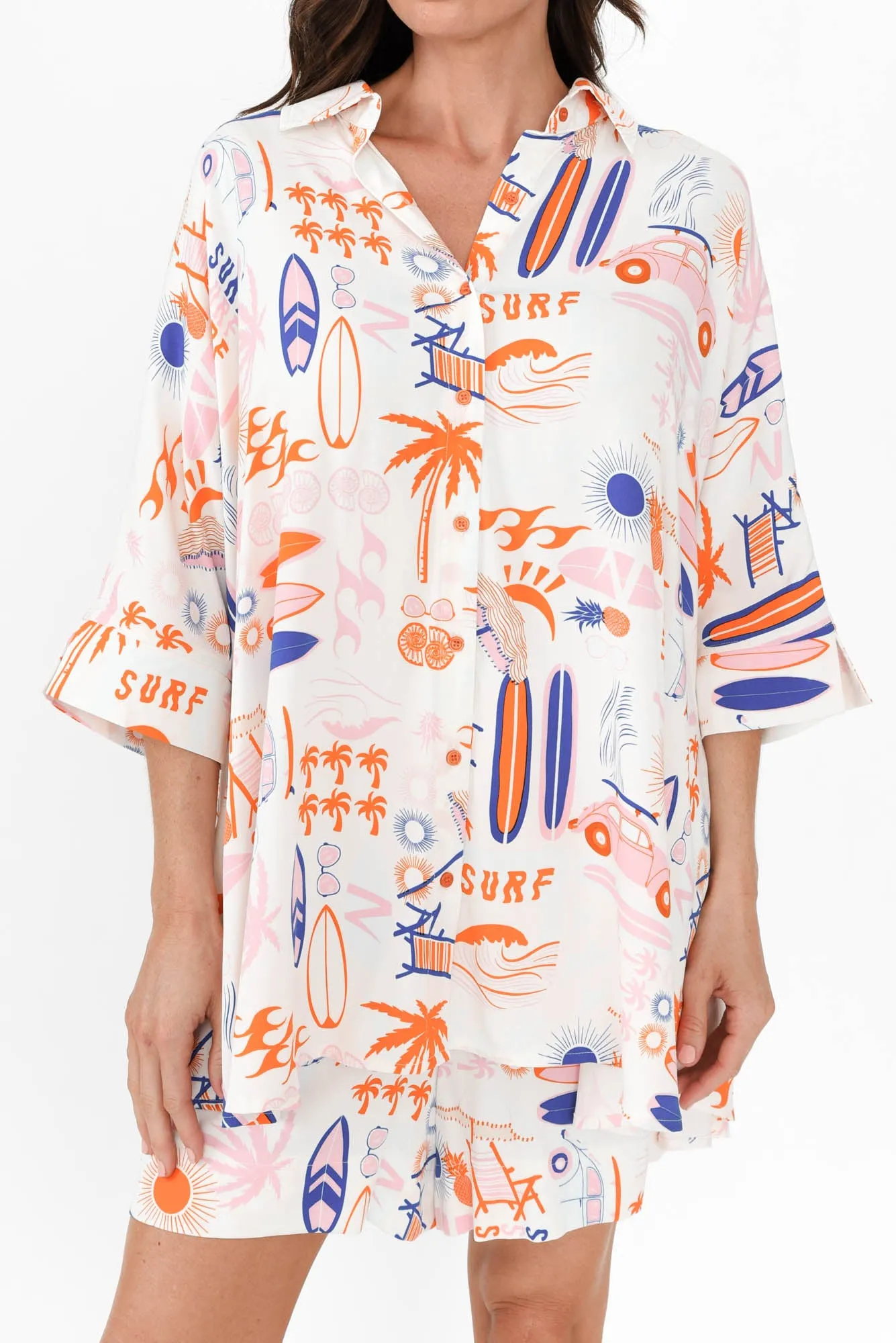 Calisa Orange Surf Collared Shirt sold by Blue Bungalow product image thumbnail 5