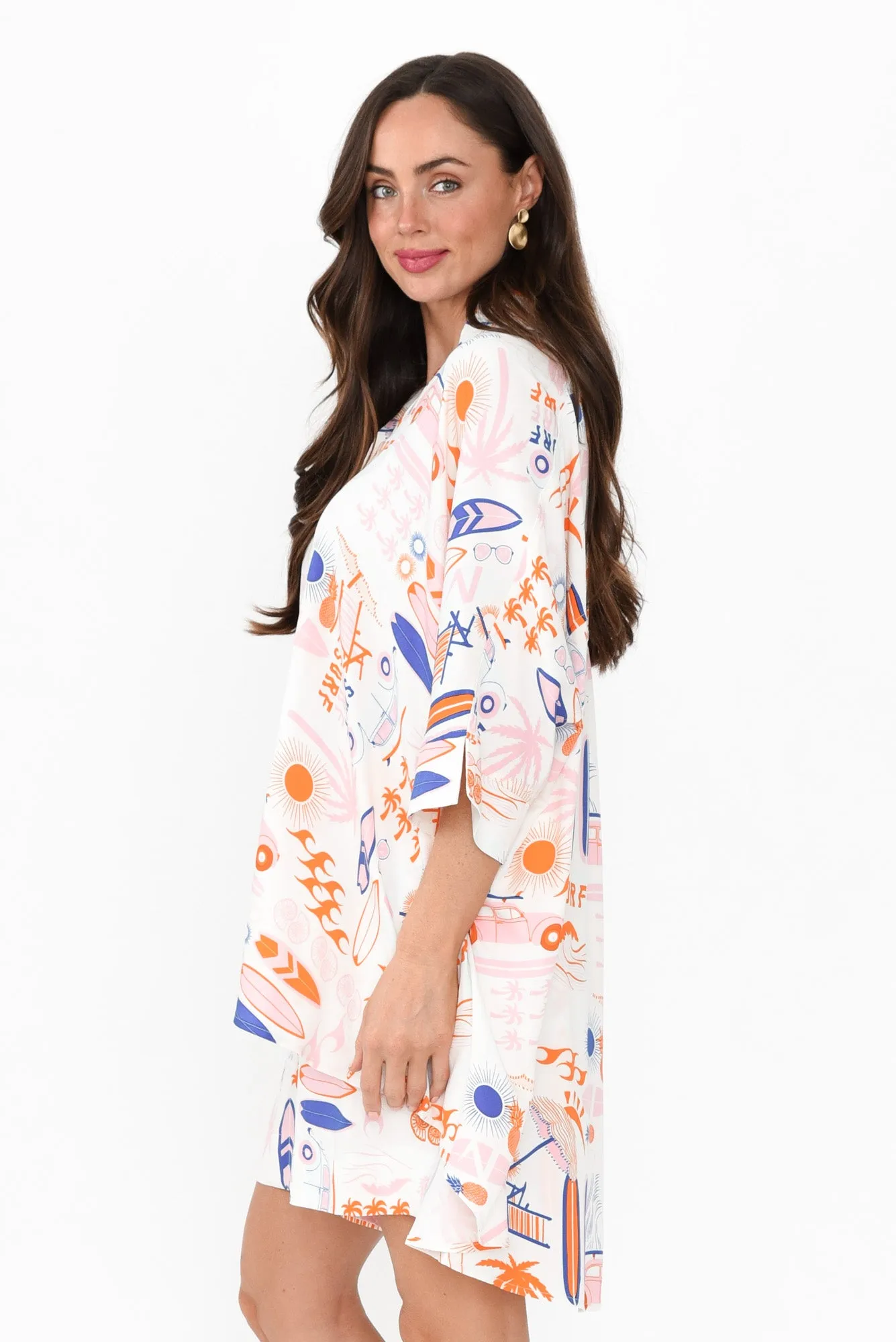 Calisa Orange Surf Collared Shirt sold by Blue Bungalow product image thumbnail 3