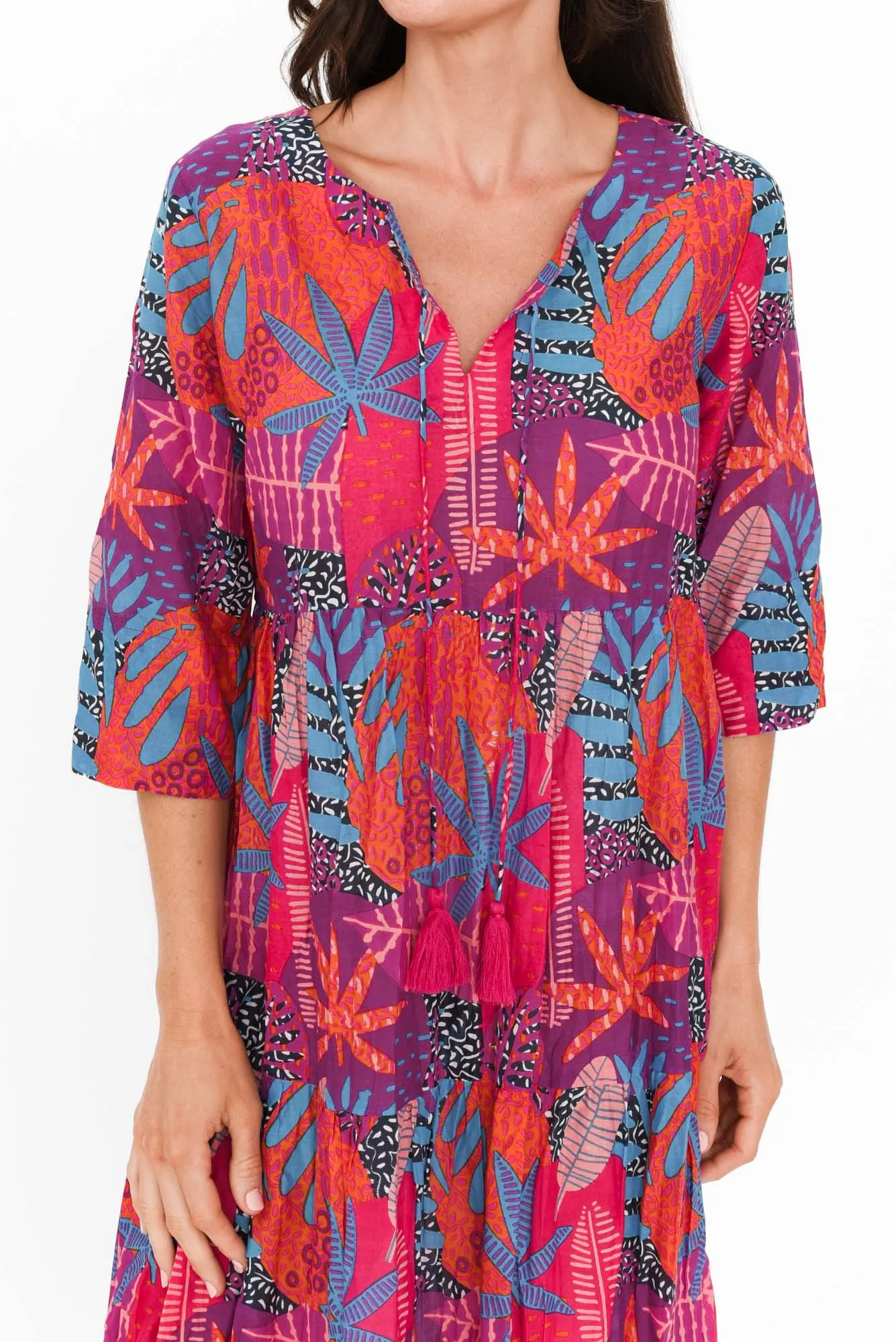 Milana Magenta Floral Crinkle Cotton Dress sold by Blue Bungalow product image thumbnail 5