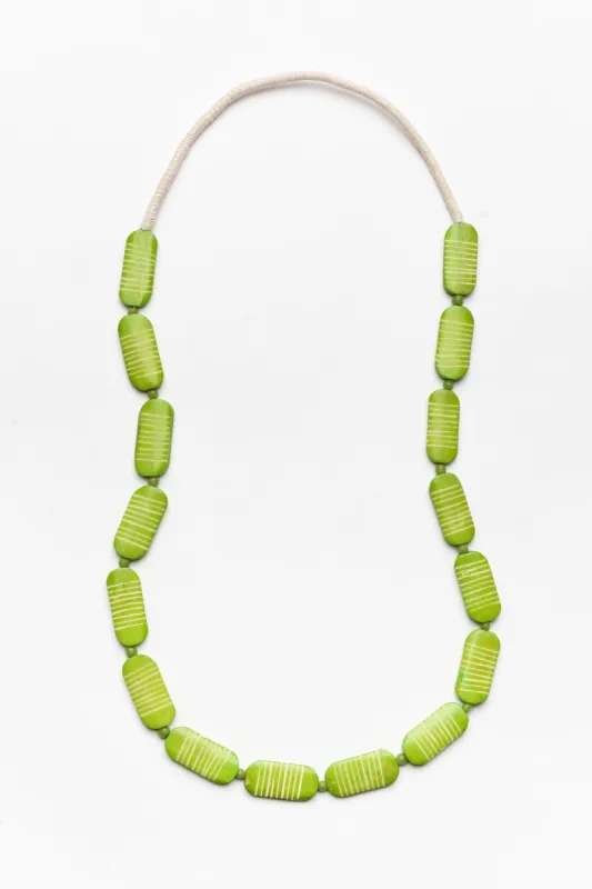 Kamala Green Etched Wood Necklace sold by Blue Bungalow