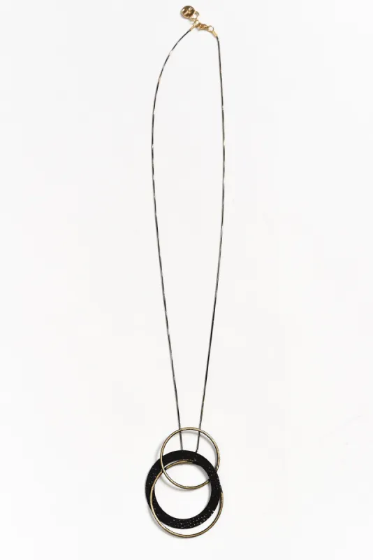 Pronto Black Circle Pendant Necklace sold by Blue Bungalow