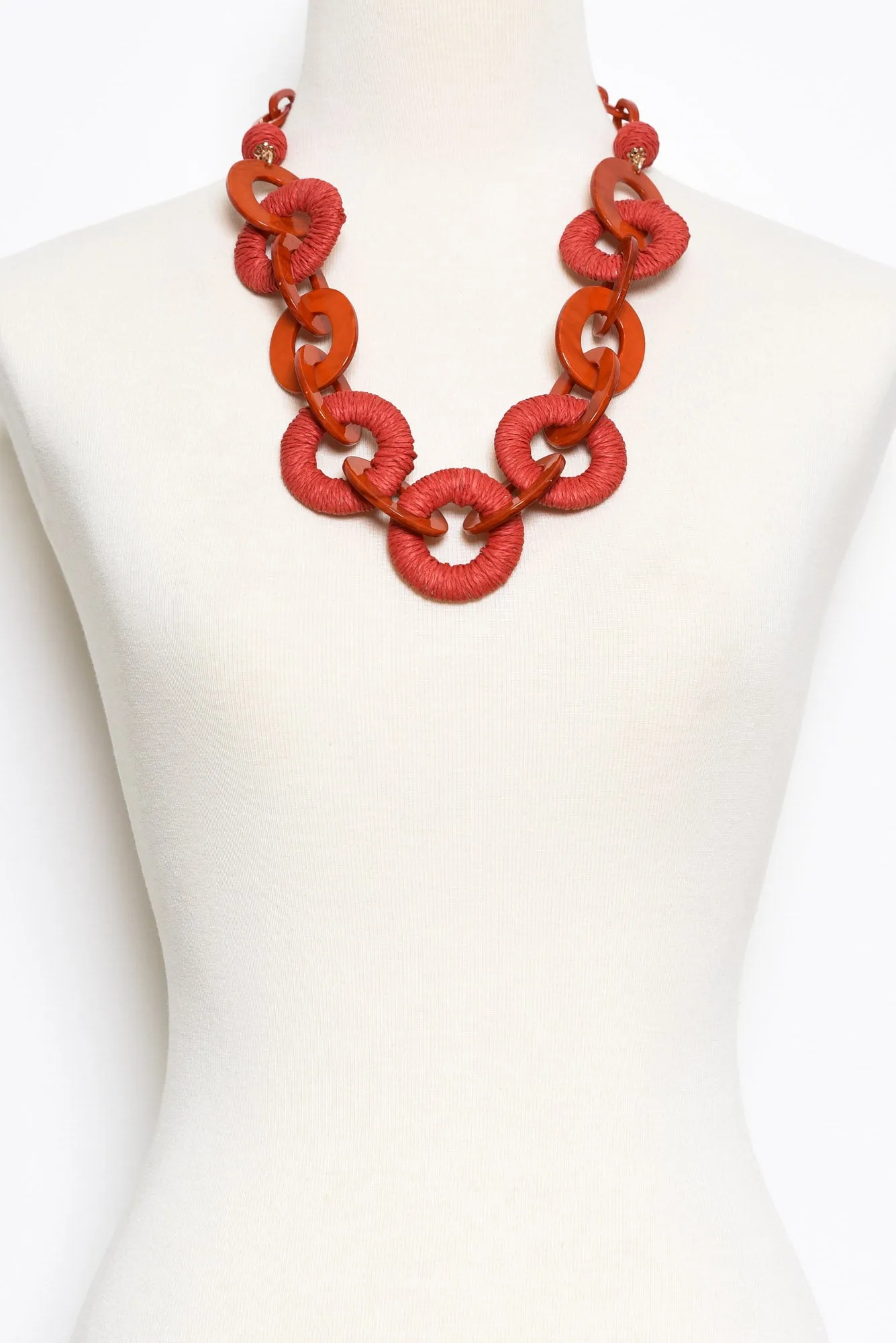 Lenni Red Raffia Link Necklace sold by Blue Bungalow product image thumbnail 2