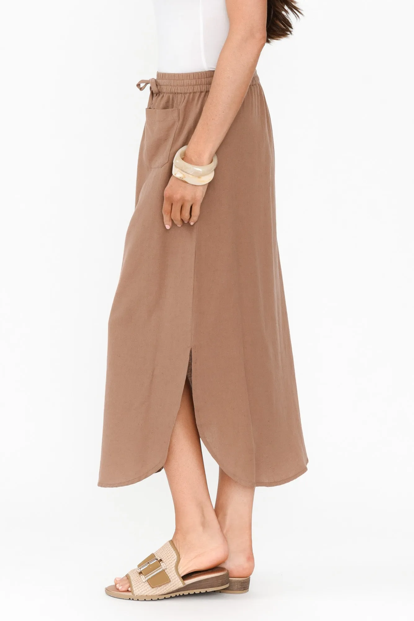 Ember Mocha Cotton Blend Drawstring Skirt sold by Blue Bungalow product image thumbnail 3