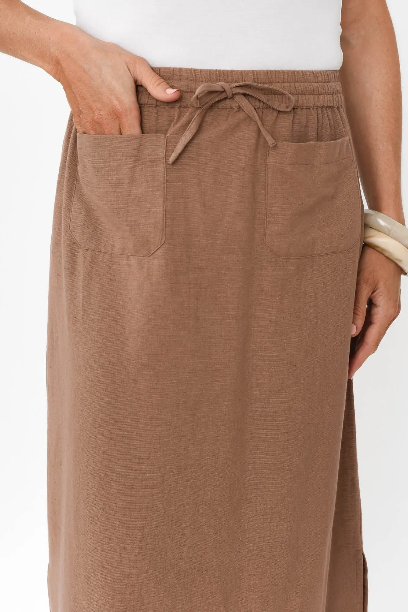 Ember Mocha Cotton Blend Drawstring Skirt sold by Blue Bungalow product image thumbnail 5