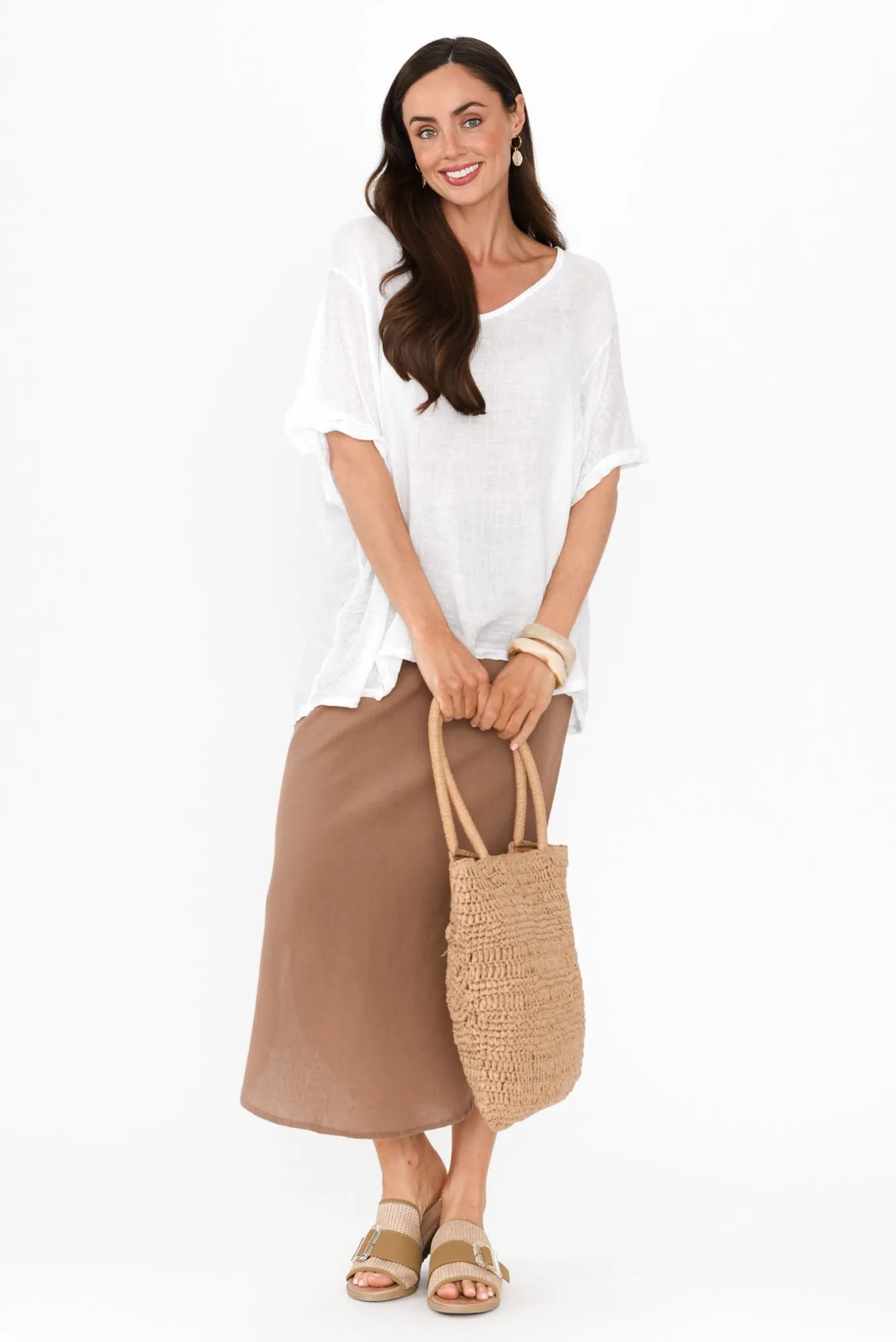 Ember Mocha Cotton Blend Drawstring Skirt sold by Blue Bungalow product image thumbnail 2