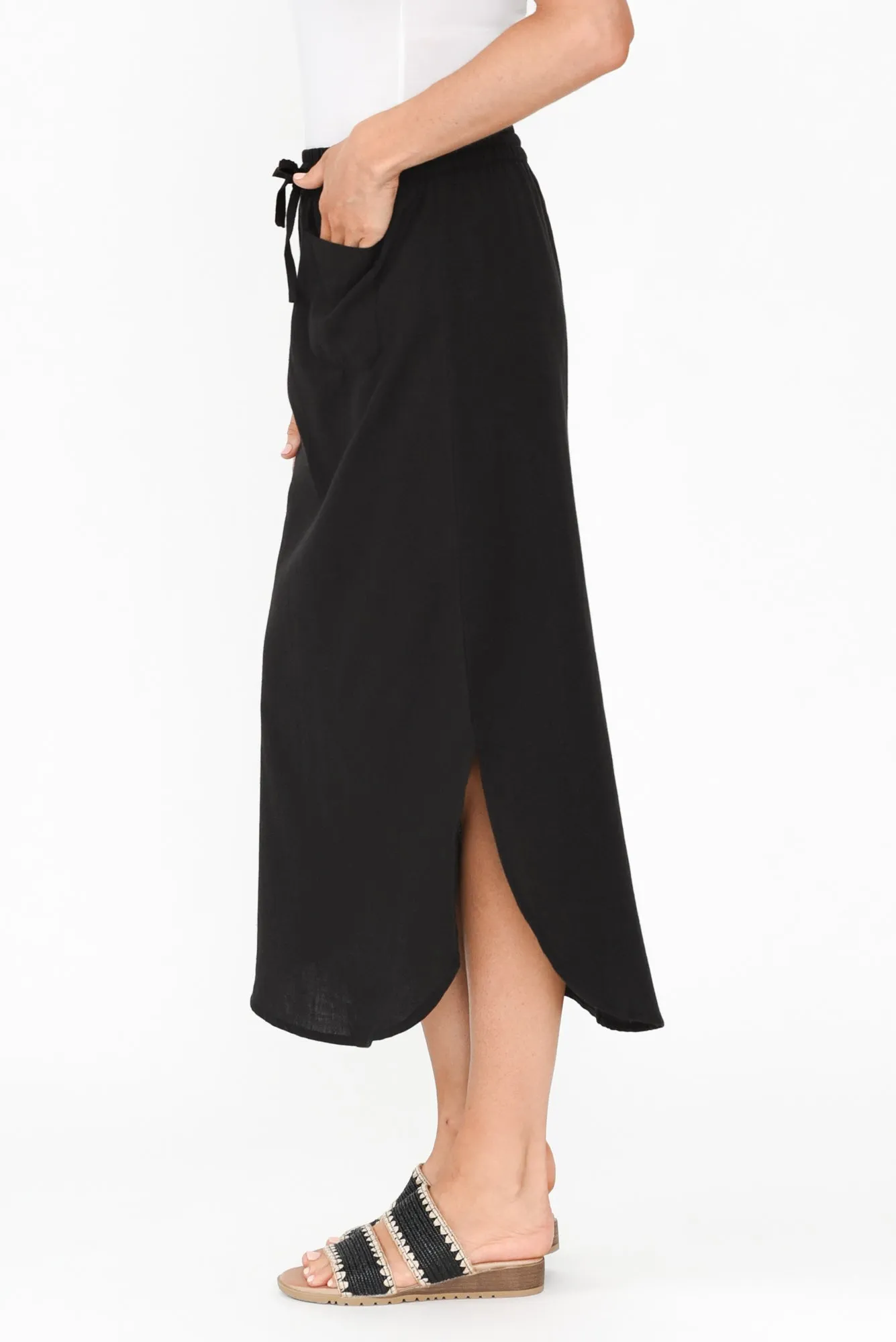 Ember Black Cotton Blend Drawstring Skirt sold by Blue Bungalow product image thumbnail 3