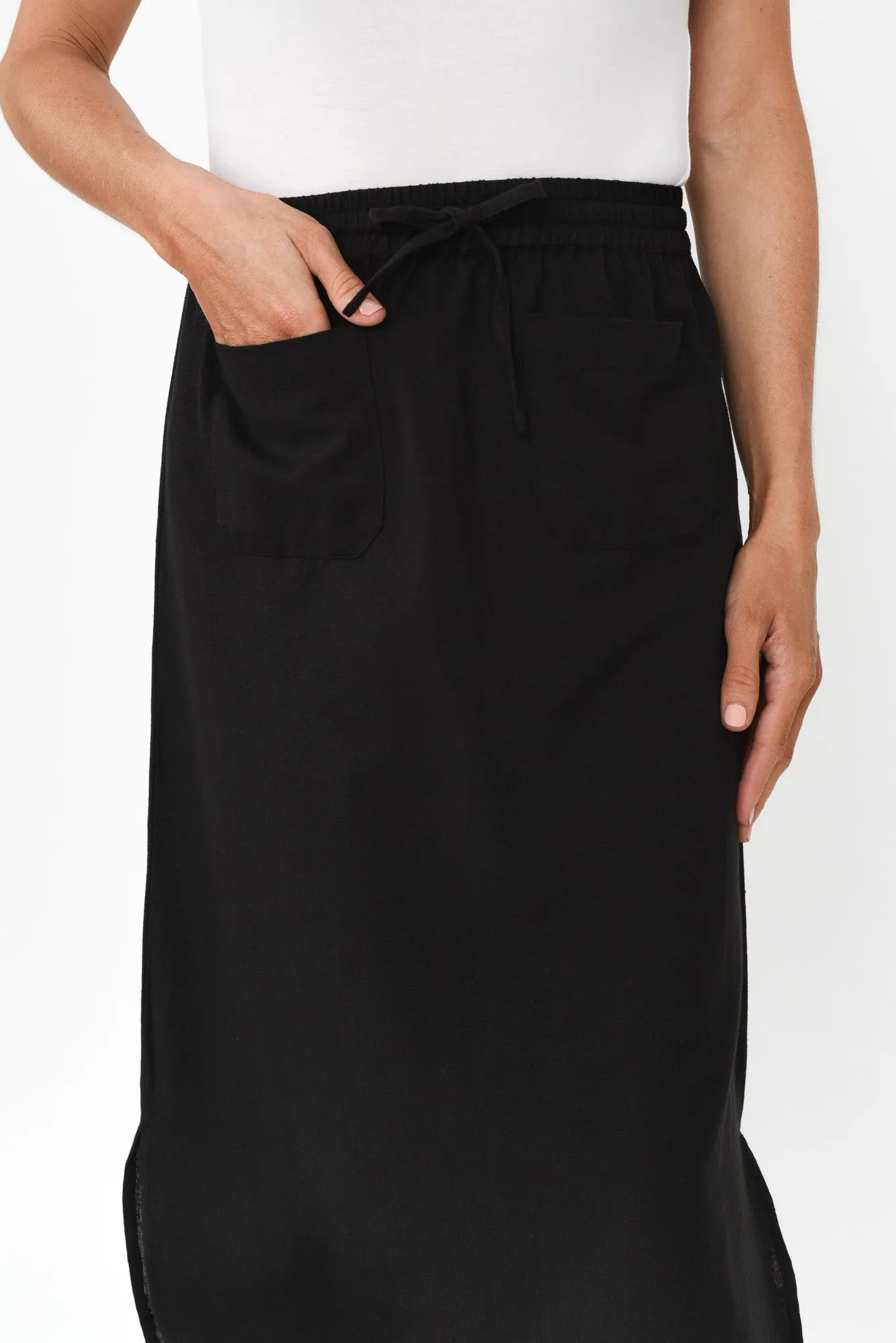 Ember Black Cotton Blend Drawstring Skirt sold by Blue Bungalow product image thumbnail 5