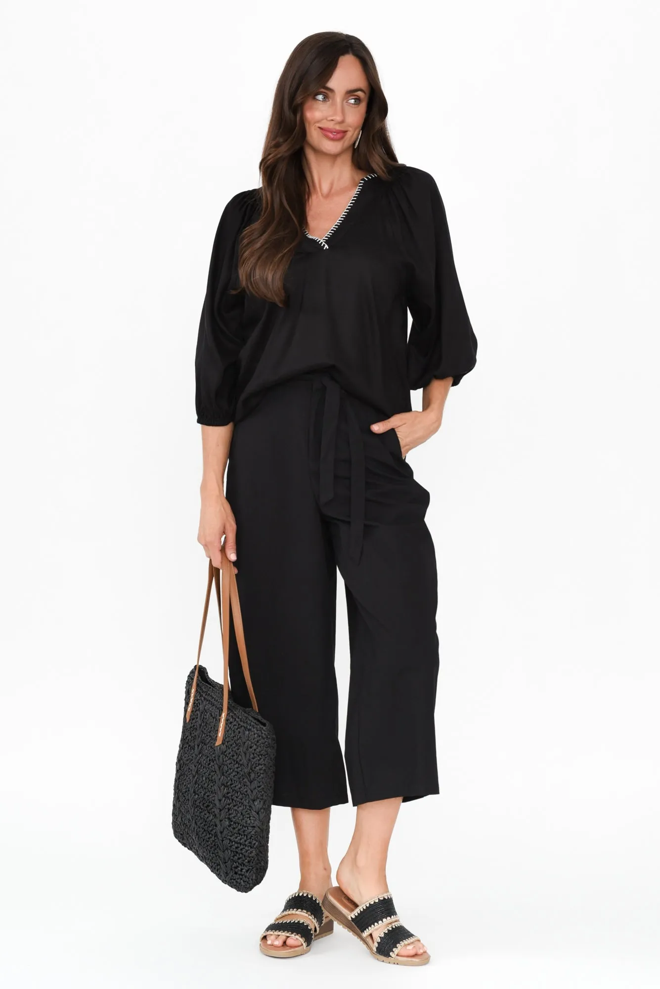 Cabo Black Cotton Pants sold by Blue Bungalow product image thumbnail 2