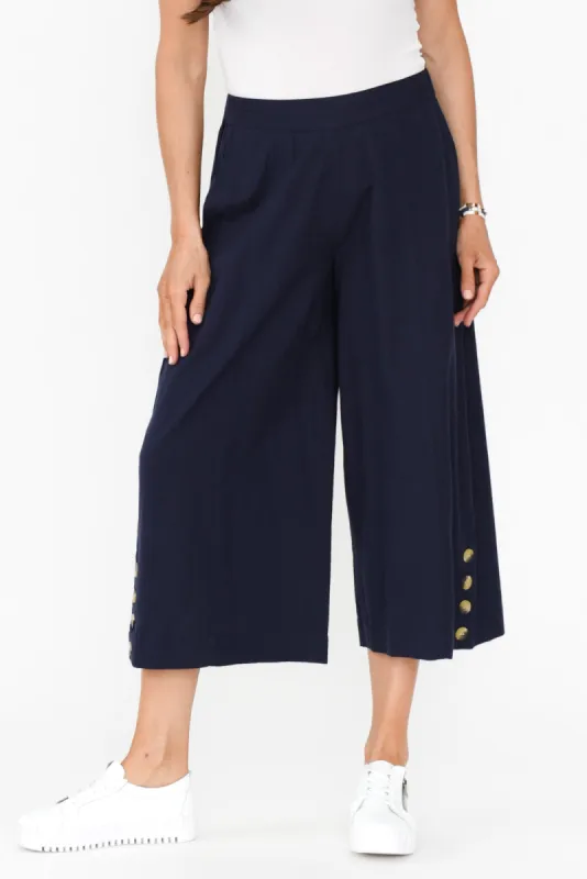 Kishan Navy Cotton Blend Pants sold by Blue Bungalow