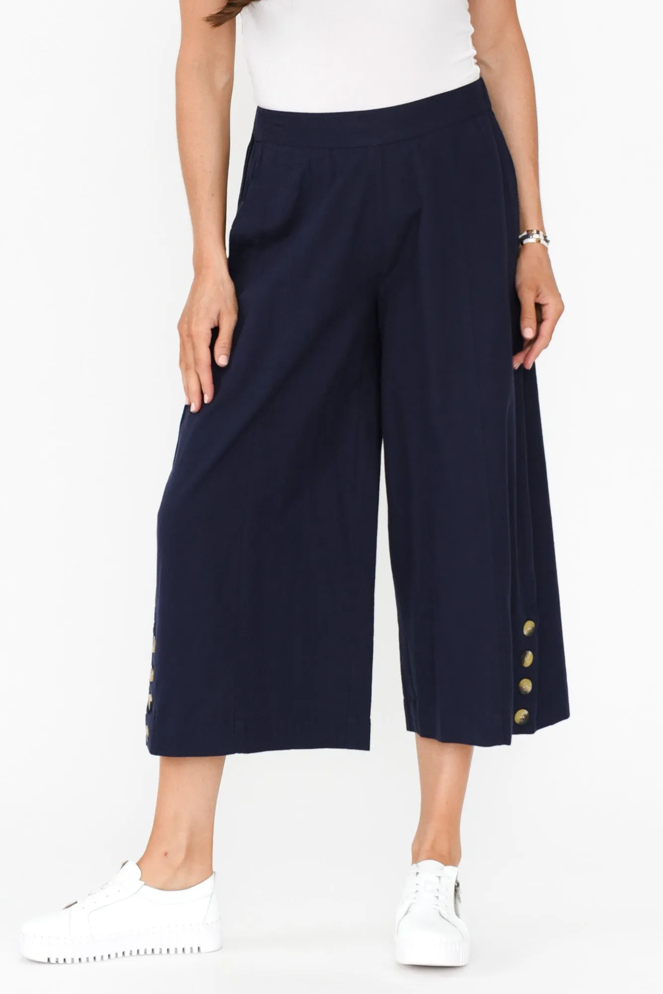 Kishan Navy Cotton Blend Pants sold by Blue Bungalow