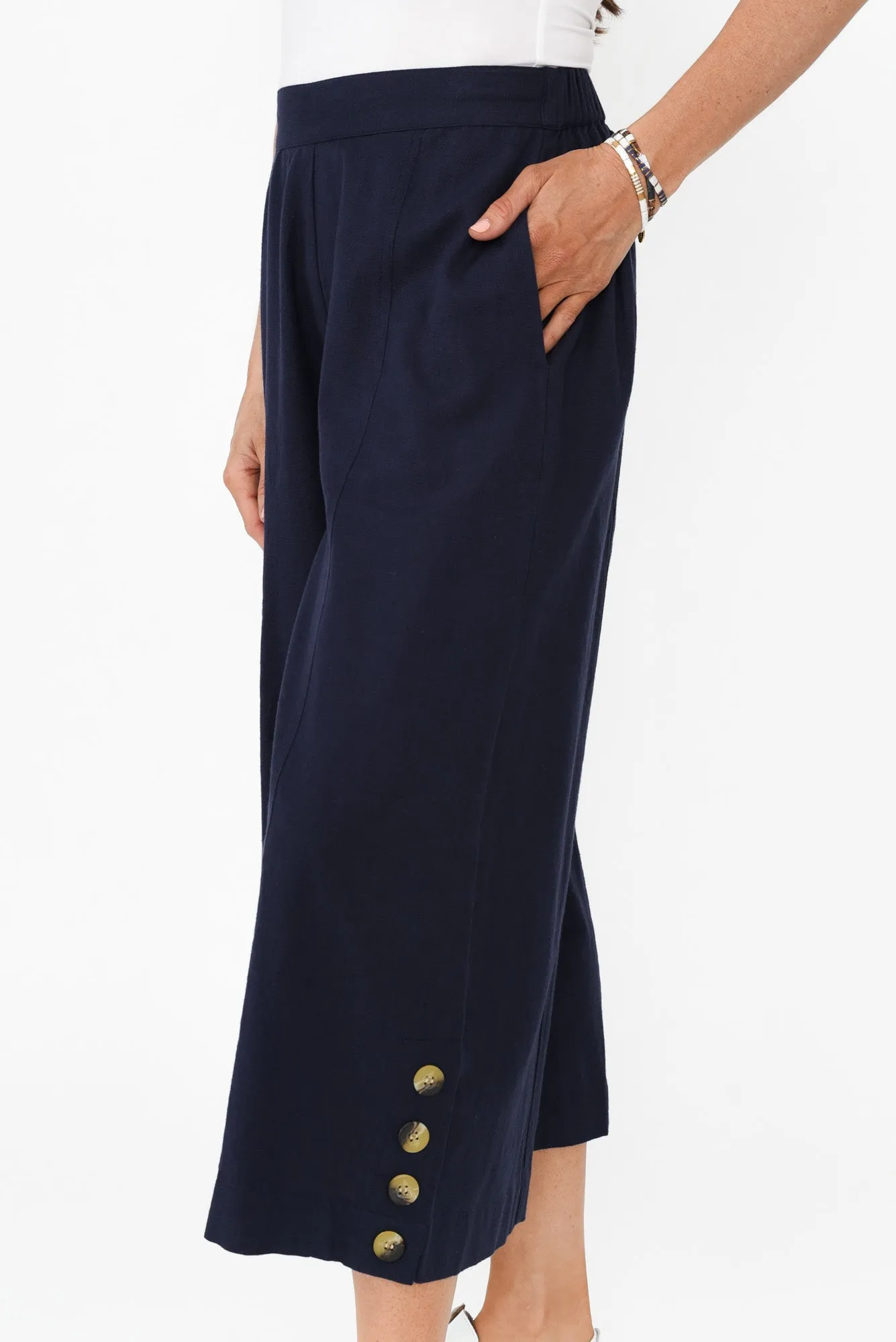 Kishan Navy Cotton Blend Pants sold by Blue Bungalow product image thumbnail 4