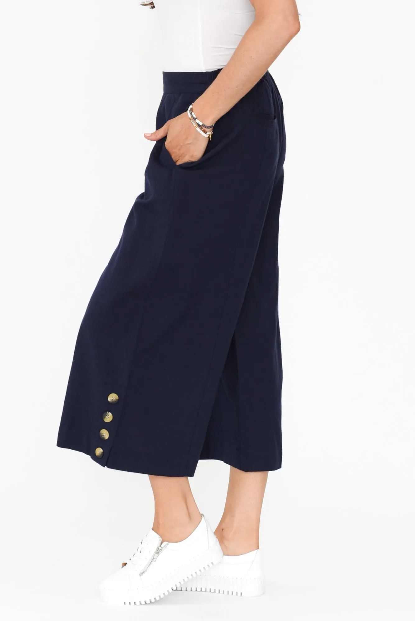 Kishan Navy Cotton Blend Pants sold by Blue Bungalow product image thumbnail 3