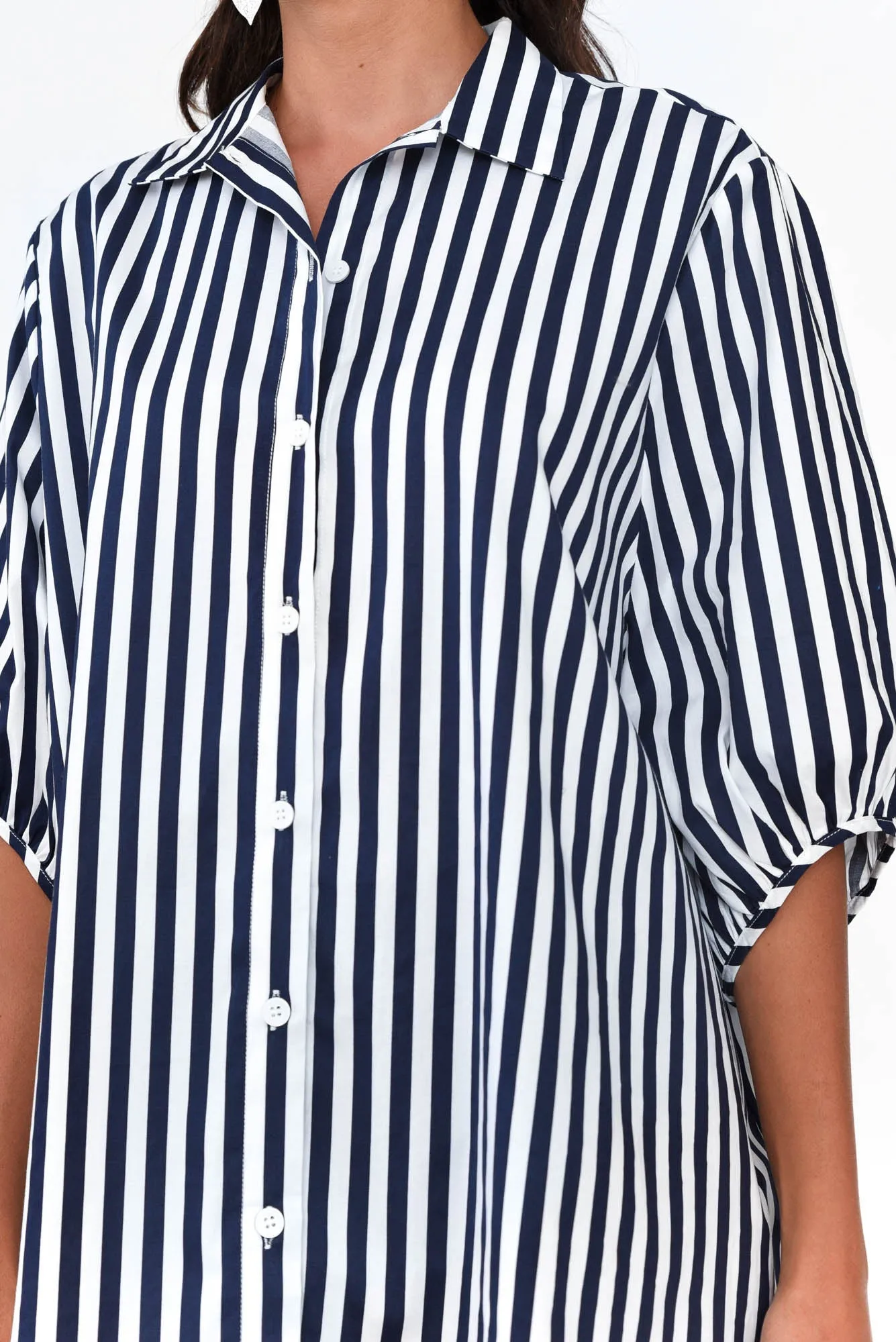 Sadie Navy Stripe Cotton Tunic Top sold by Blue Bungalow product image thumbnail 5