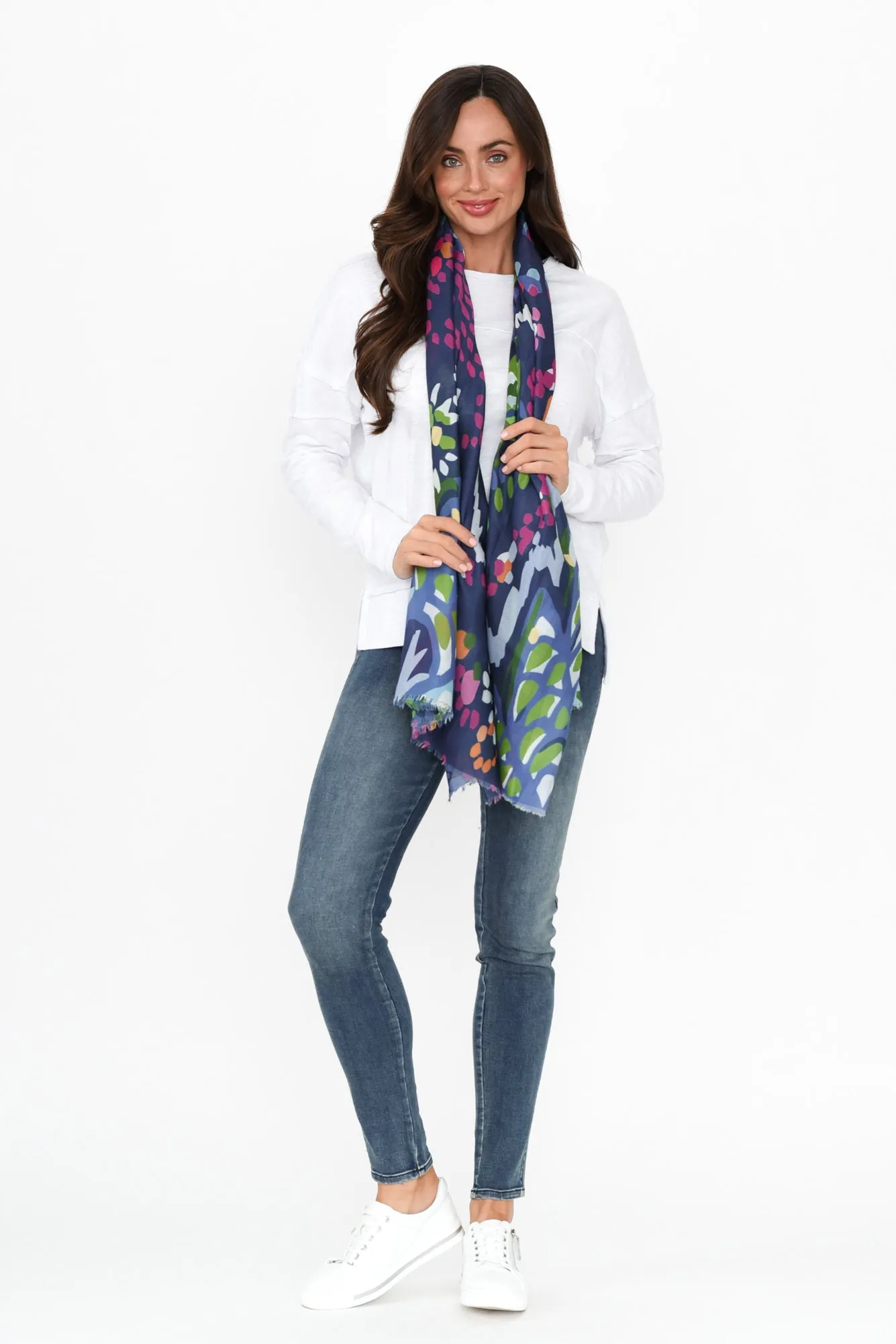 Ari Blue Abstract Scarf sold by Blue Bungalow product image thumbnail 2
