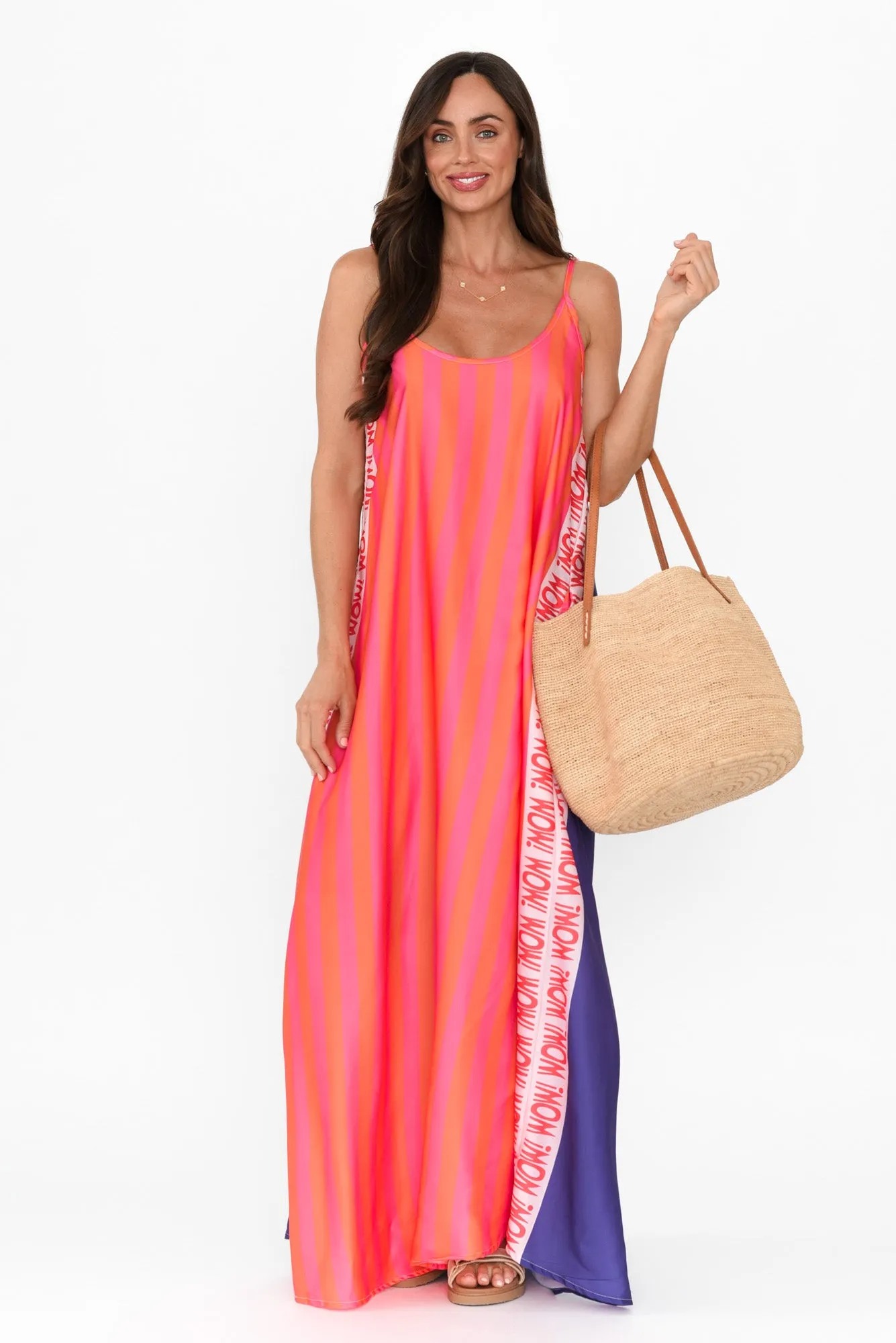Melina Pink Splice Maxi Dress sold by Blue Bungalow