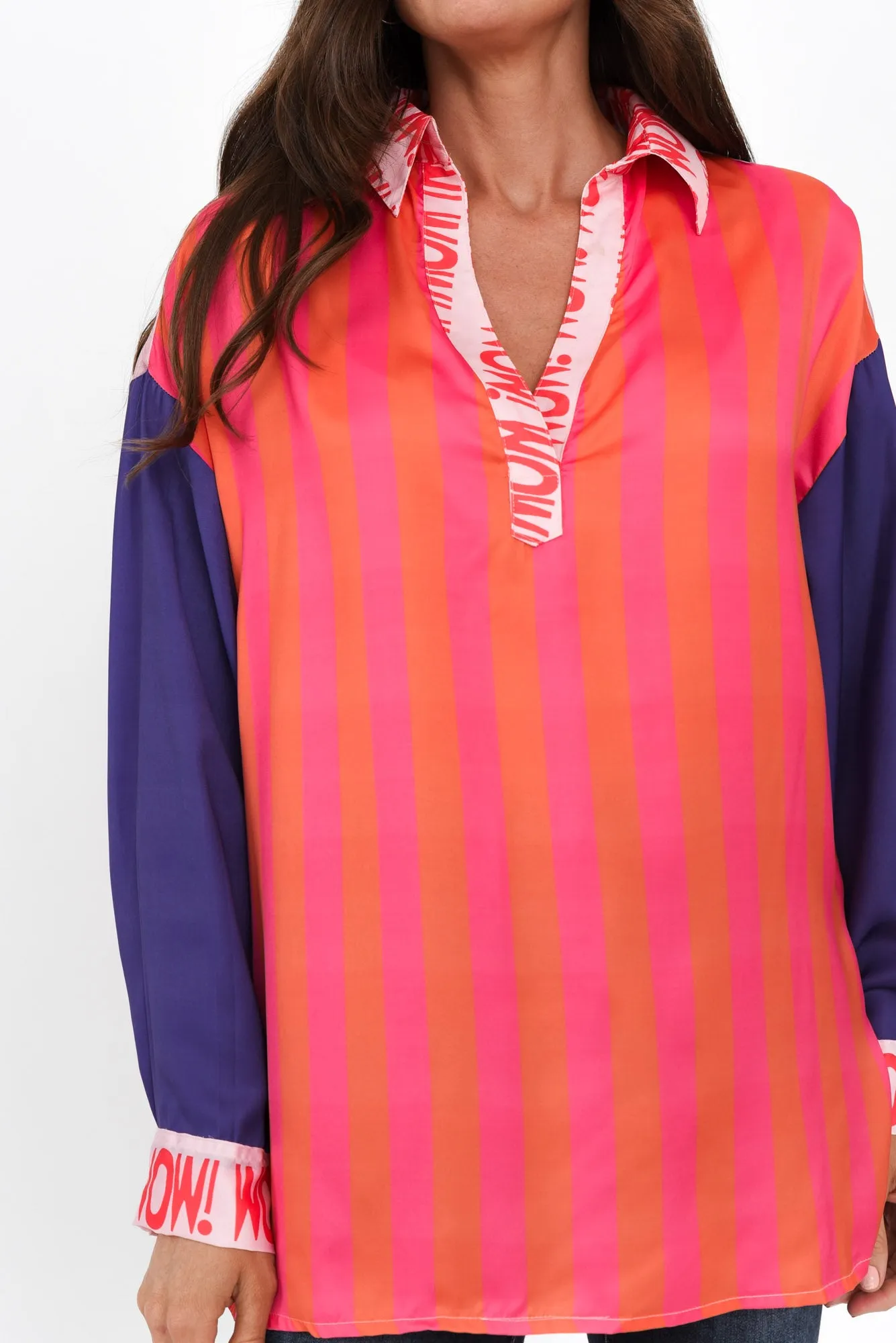 Suzy Pink Splice V Neck Shirt sold by Blue Bungalow product image thumbnail 5