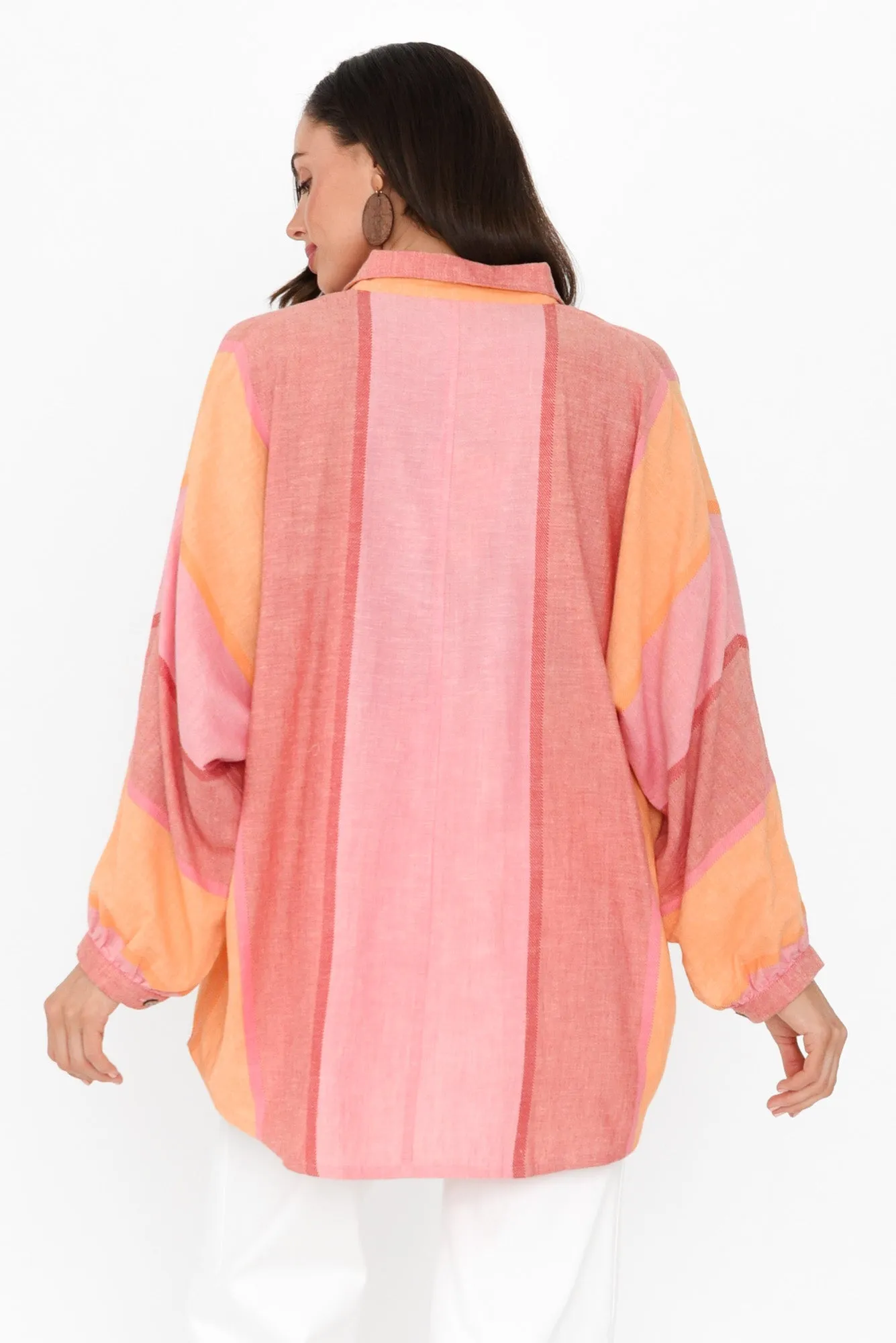 Milano Pink Stripe Linen Blend Shirt sold by Blue Bungalow product image thumbnail 4