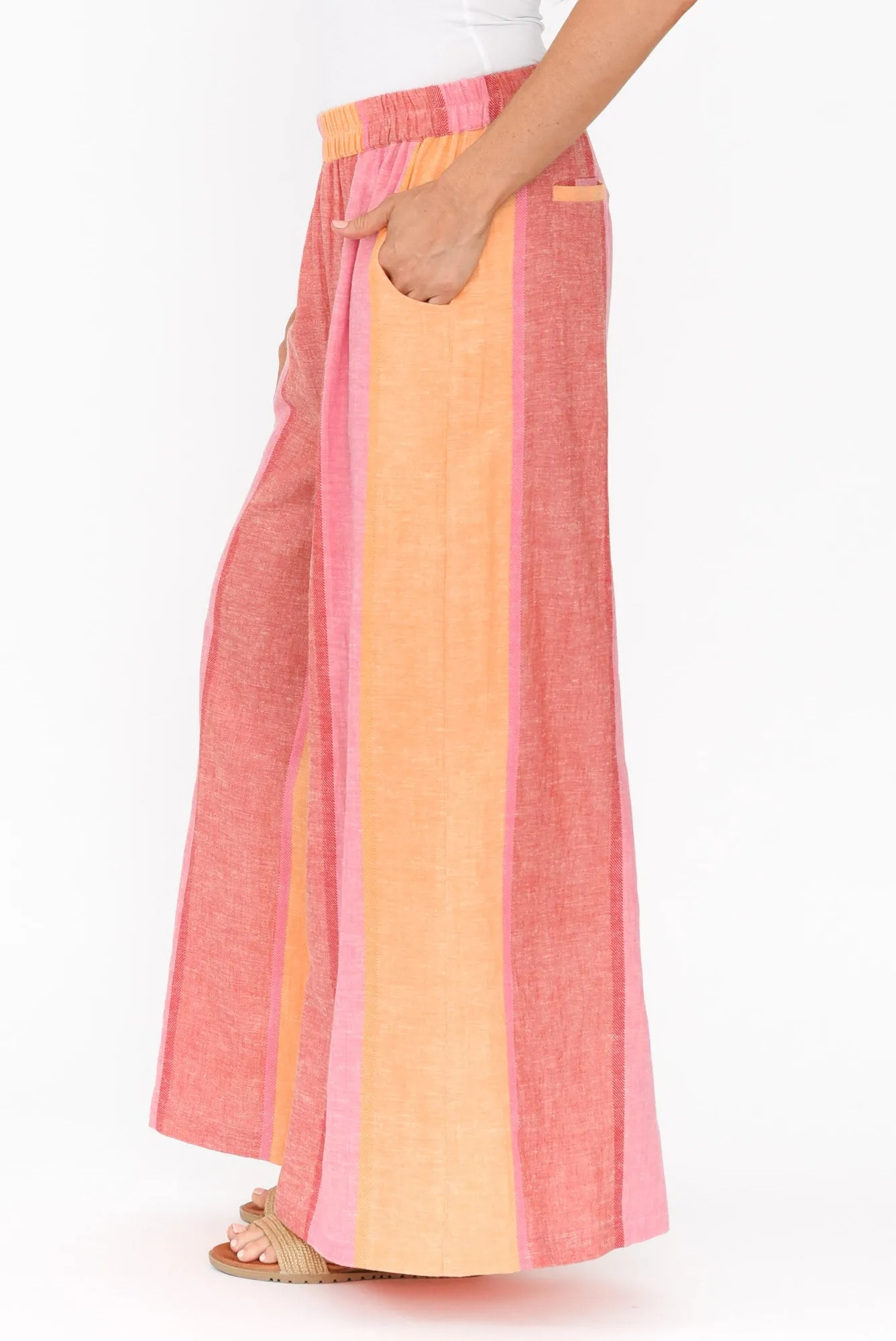 Positano Pink Stripe Linen Blend Pants sold by Blue Bungalow product image thumbnail 4