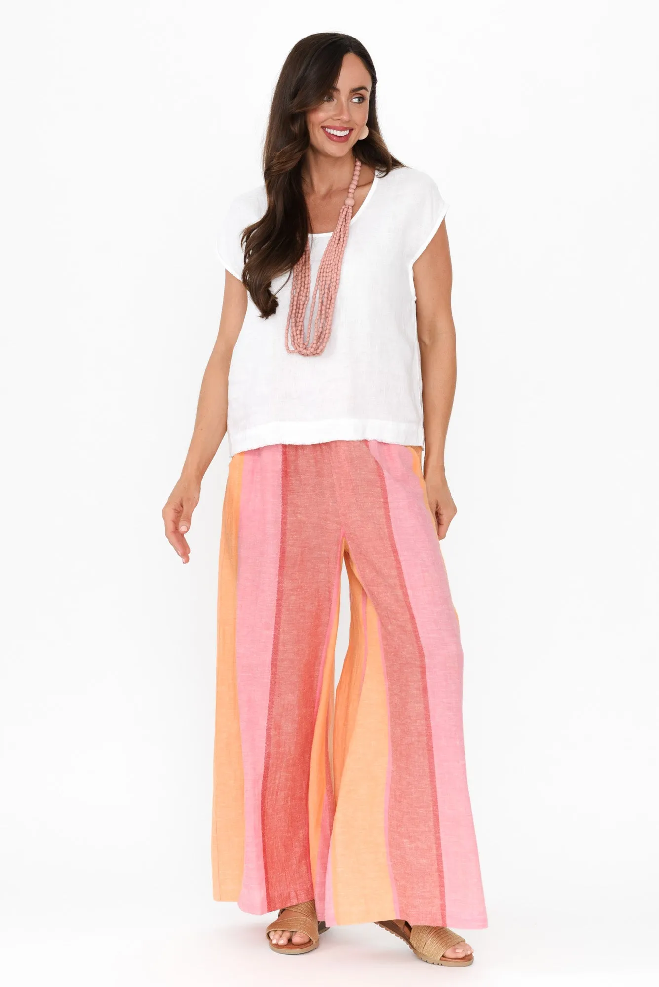 Positano Pink Stripe Linen Blend Pants sold by Blue Bungalow product image thumbnail 2