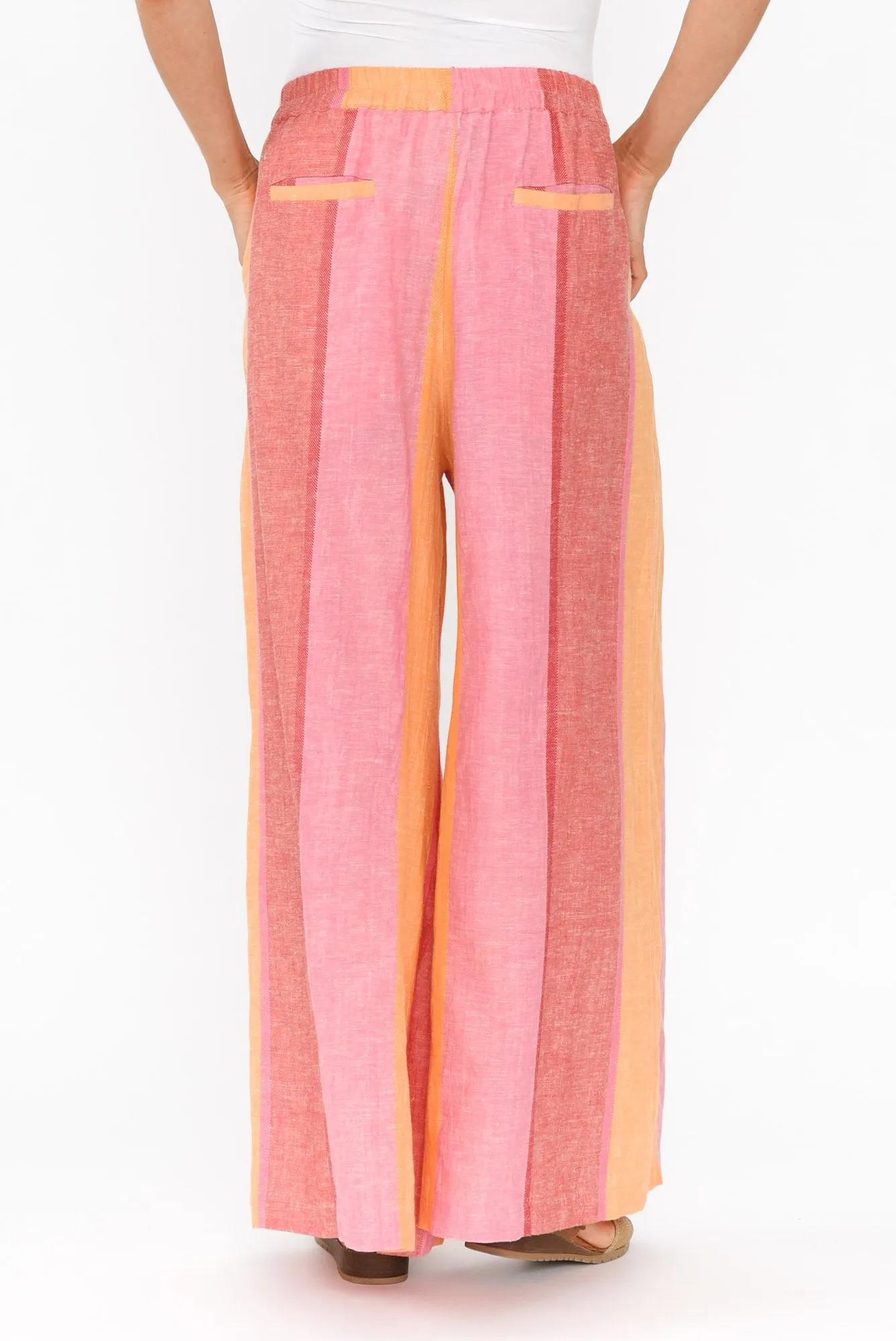 Positano Pink Stripe Linen Blend Pants sold by Blue Bungalow product image thumbnail 5