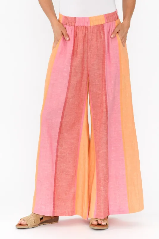 Positano Pink Stripe Linen Blend Pants sold by Blue Bungalow
