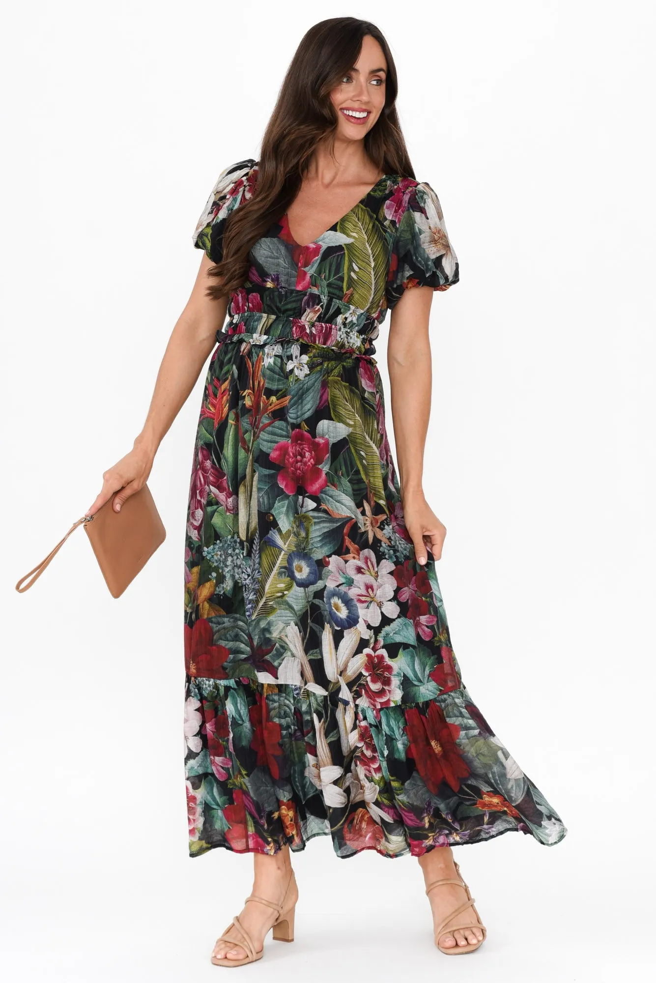 Ally Green Floral Maxi Dress sold by Blue Bungalow