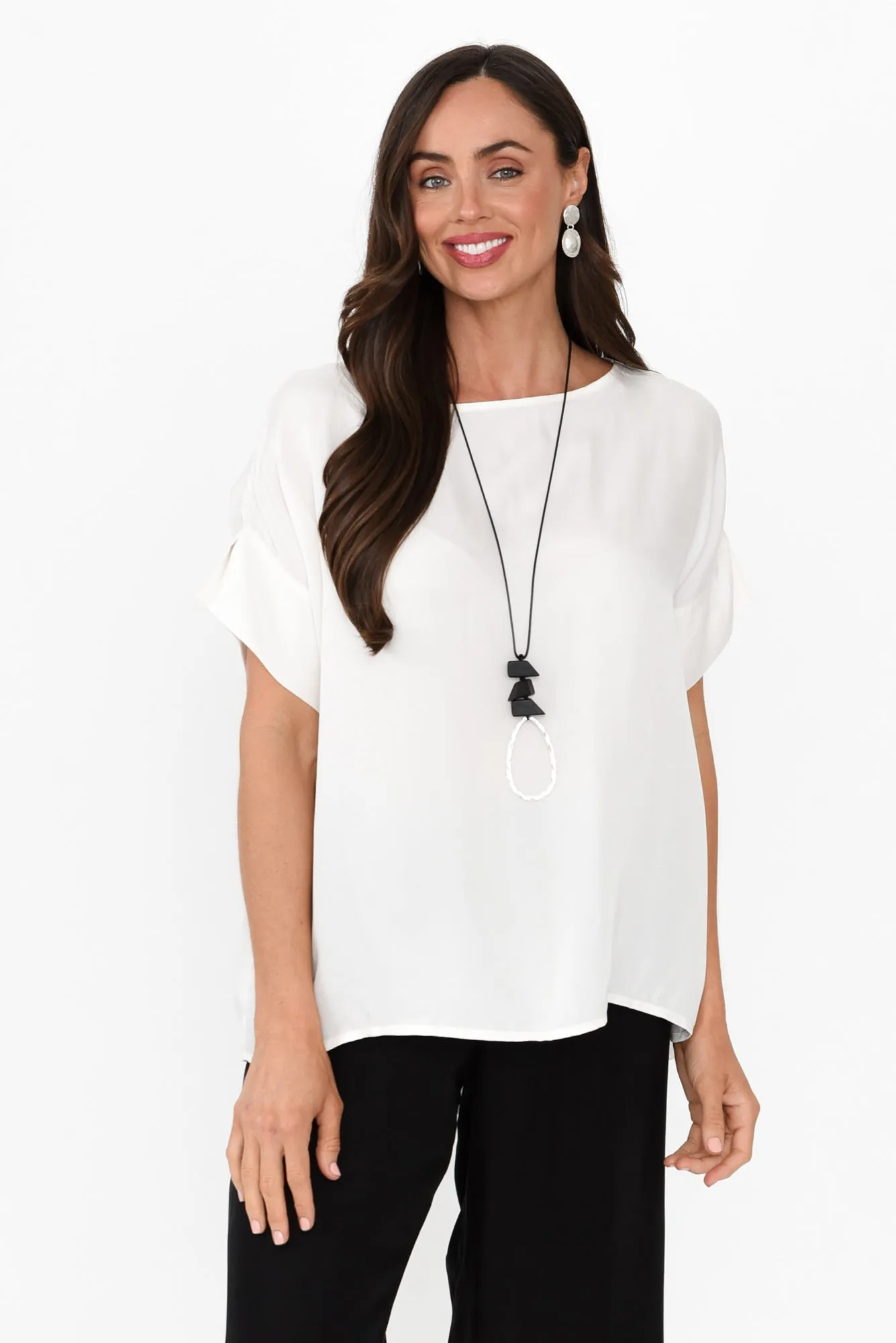 Greta Ivory Cupro Top sold by Blue Bungalow