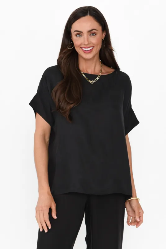 Greta Black Cupro Top sold by Blue Bungalow