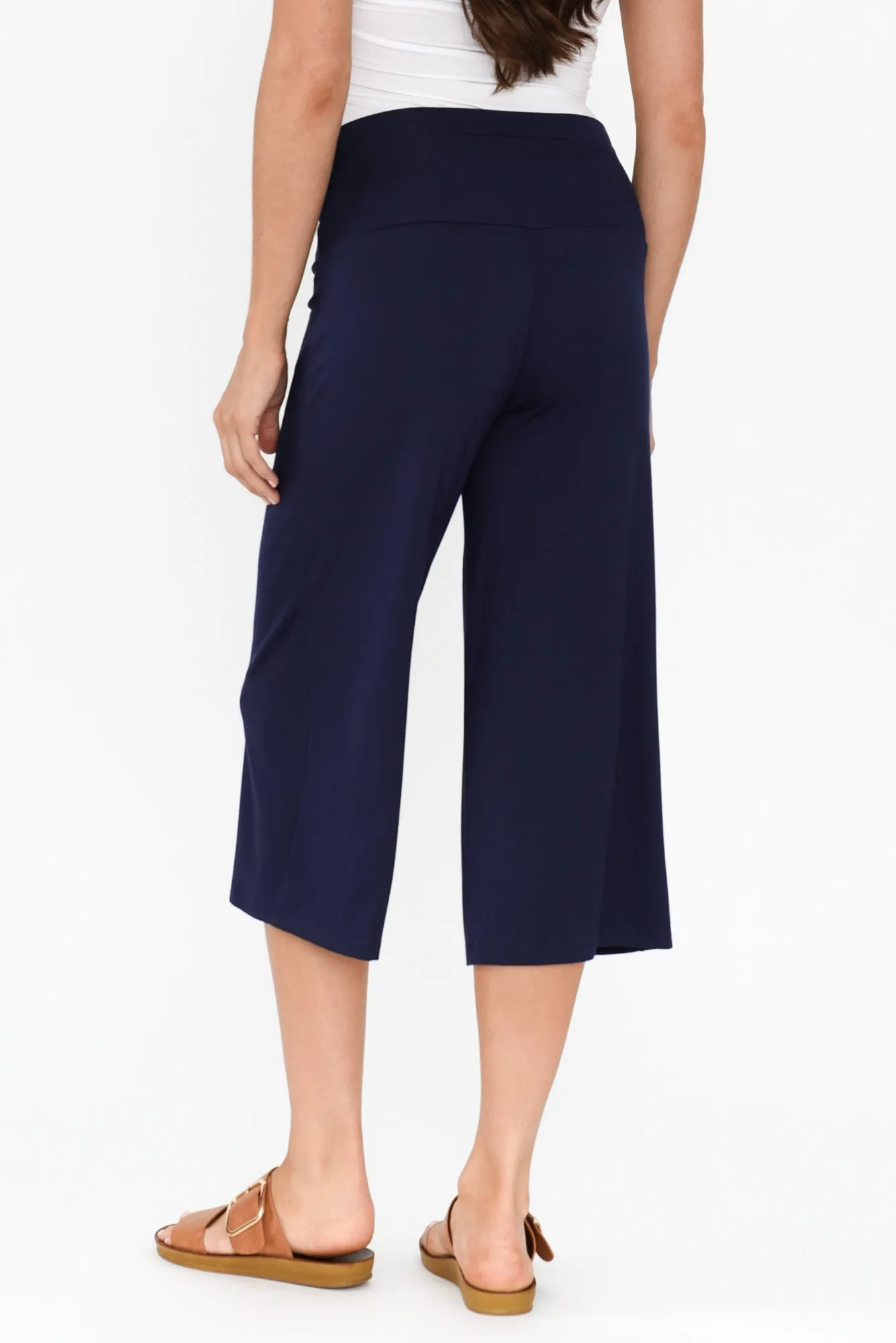 Cassie Navy Bamboo Cropped Pants sold by Blue Bungalow product image thumbnail 4