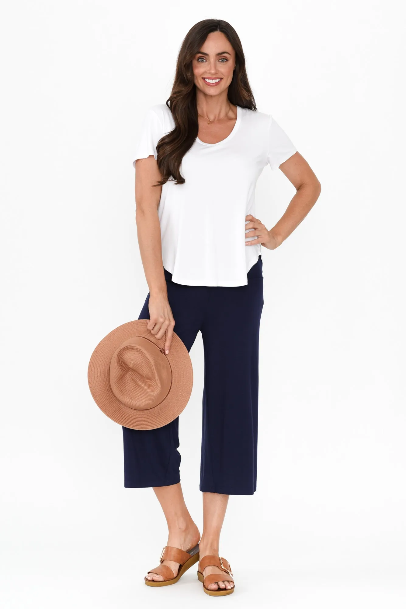 Cassie Navy Bamboo Cropped Pants sold by Blue Bungalow product image thumbnail 2