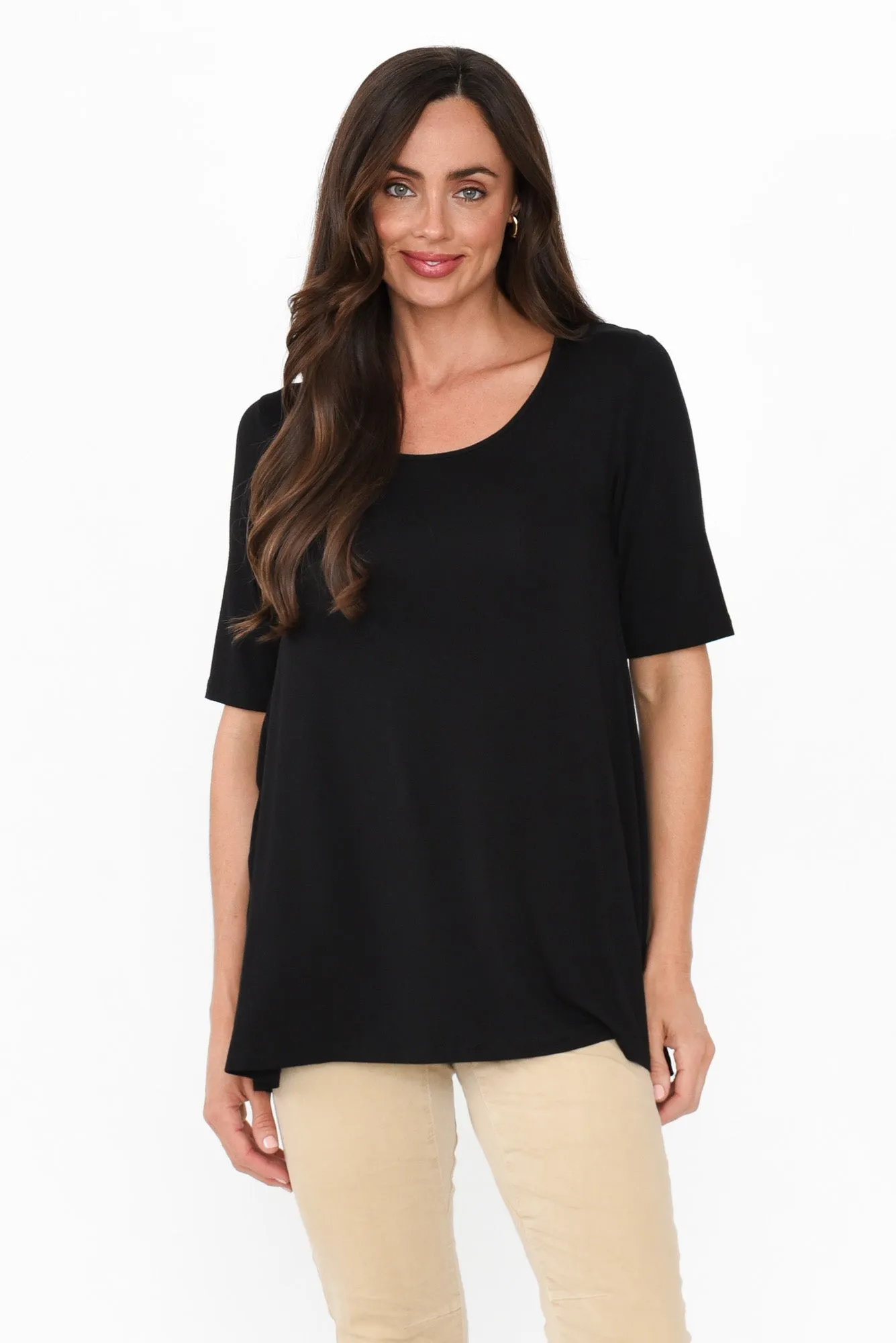 Carter Black Bamboo Tunic Top sold by Blue Bungalow