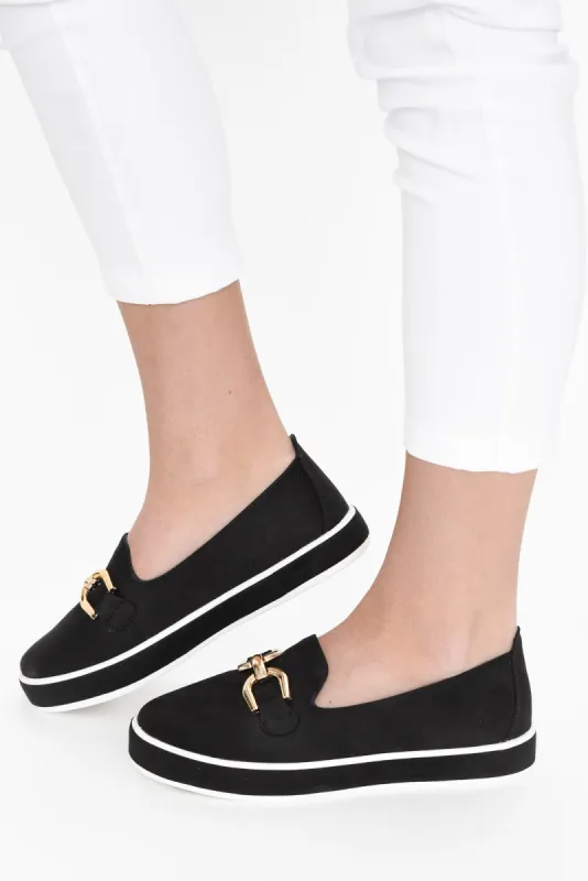 Natyia Black Faux Suede Platform Loafer sold by Blue Bungalow